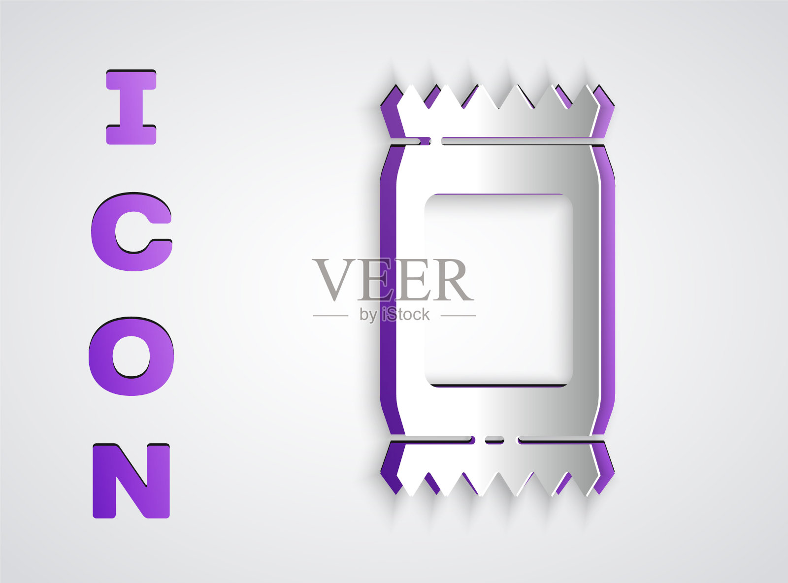 剪纸肥料袋图标孤立在灰色背景。纸艺术风格。矢量图图标素材