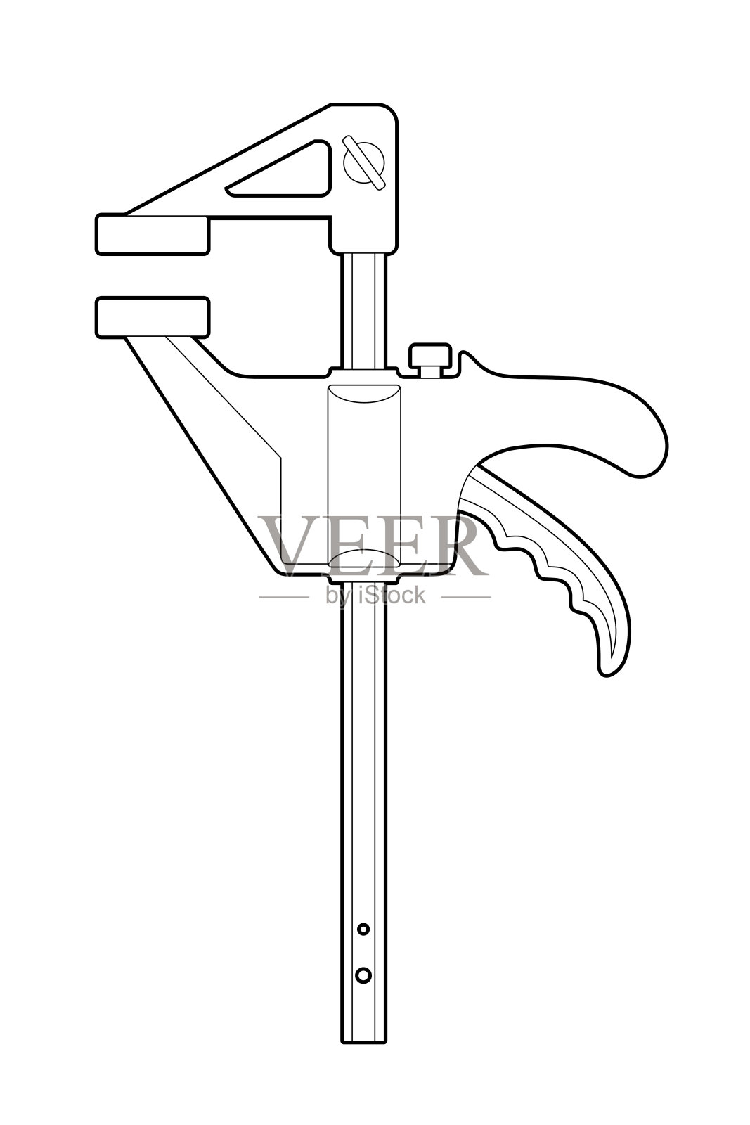 夹快锁f型-平面插图上的白色背景，着色。手工具插画图片素材