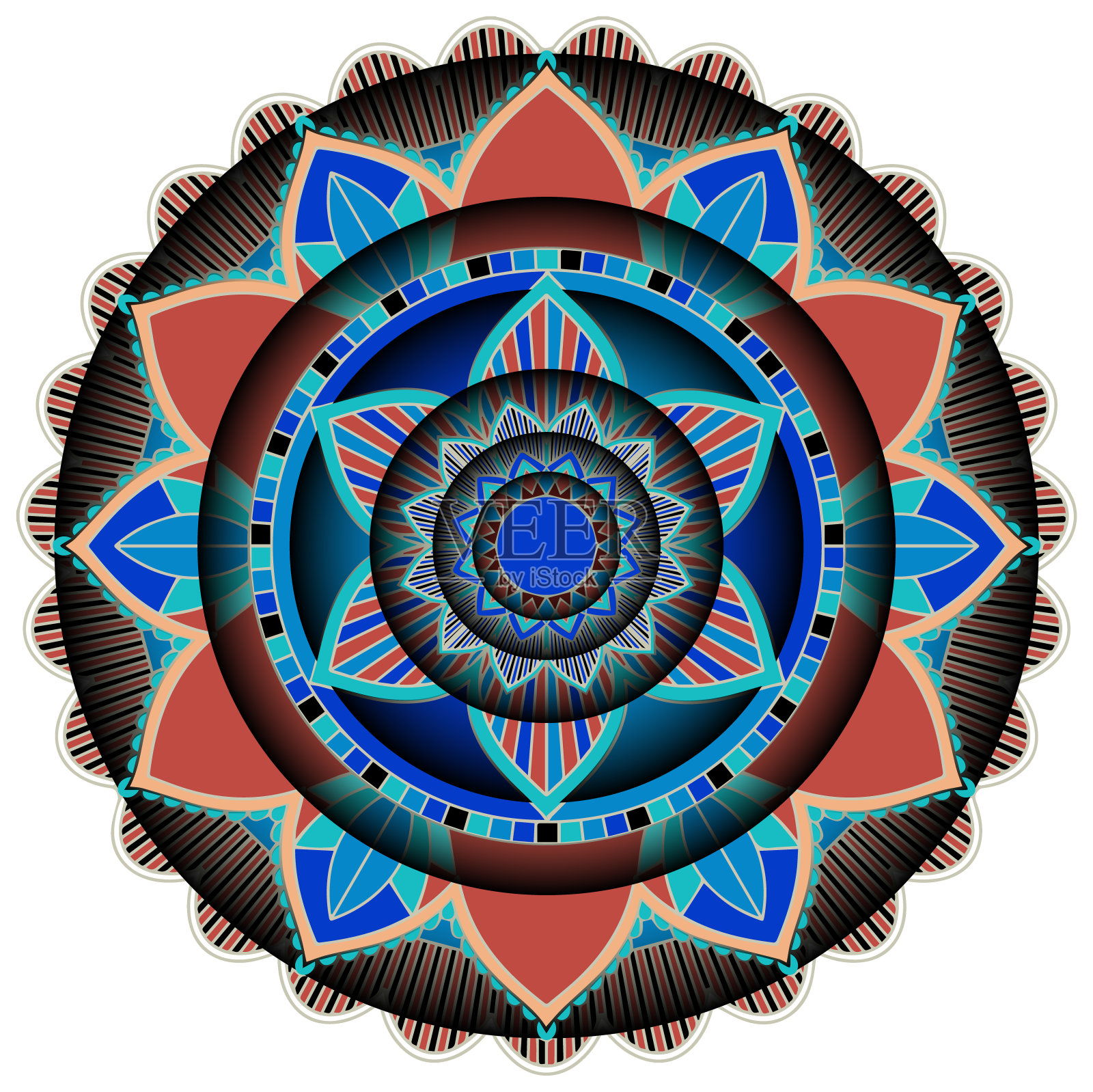 曼荼罗图案设计在白色的背景插画图片素材