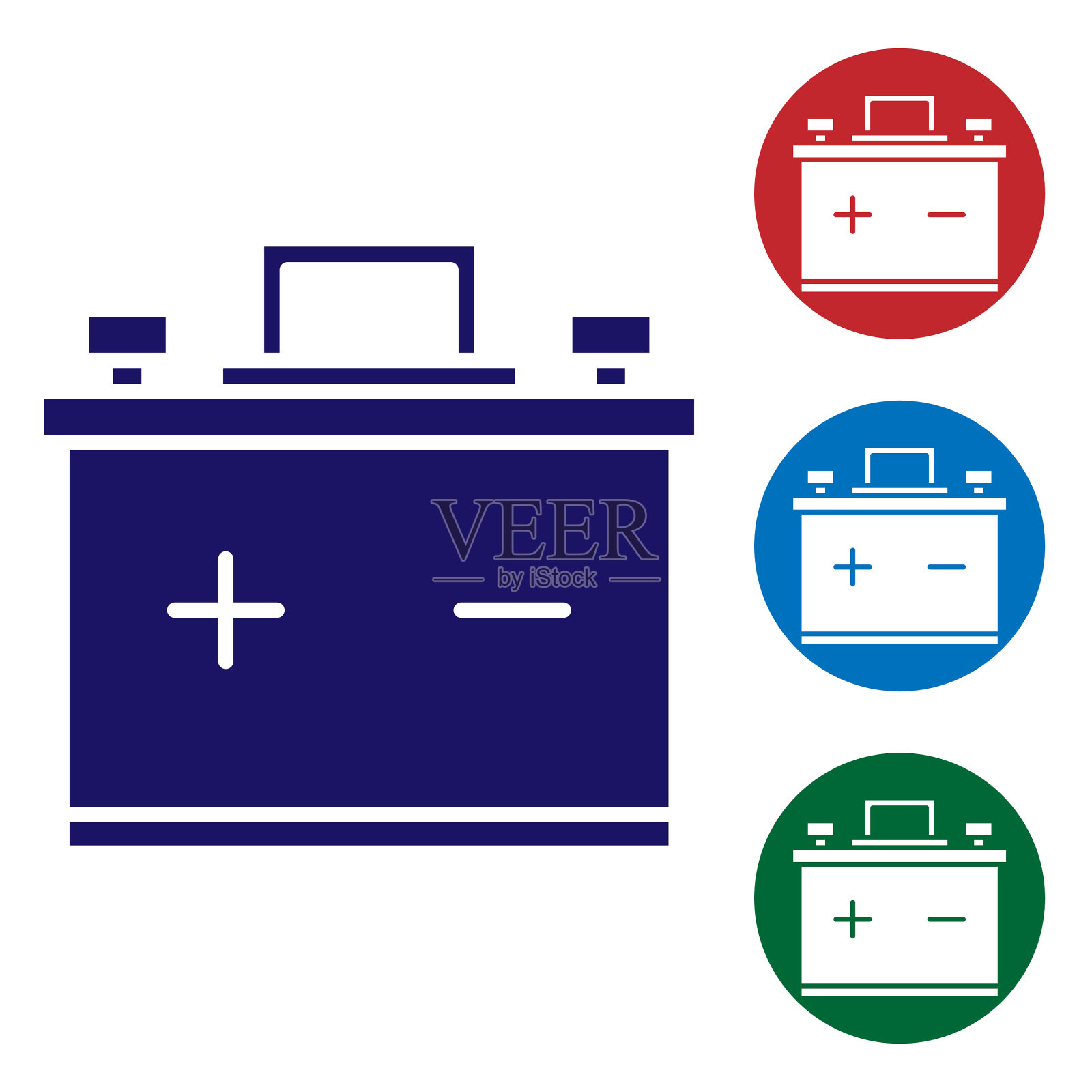 白色背景上孤立的蓝色汽车电池图标图标素材