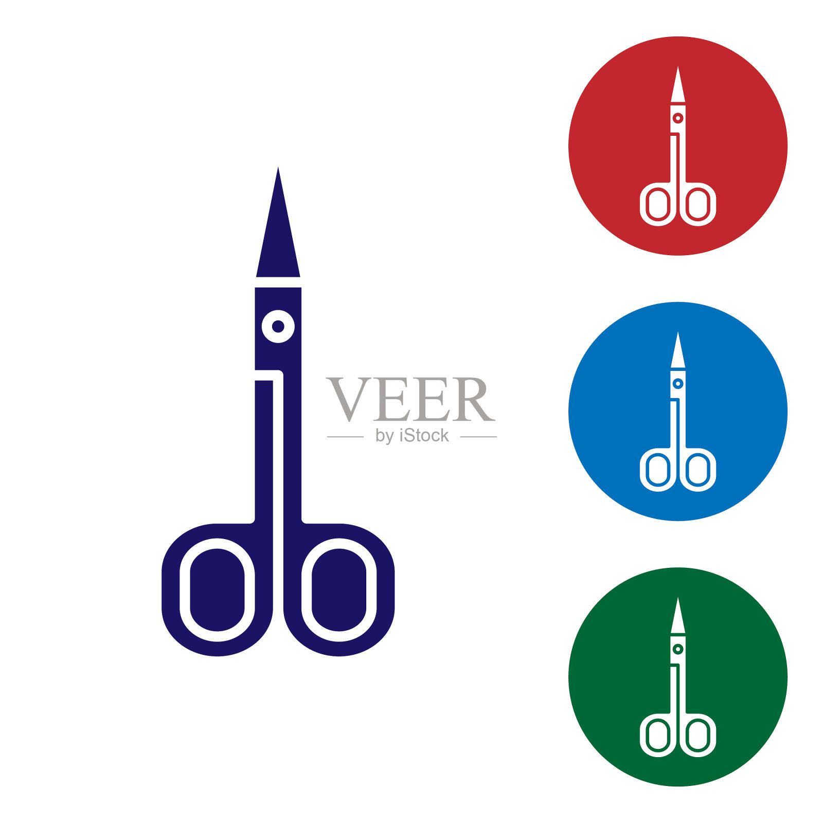 蓝色剪刀图标孤立在白色背景插画图片素材