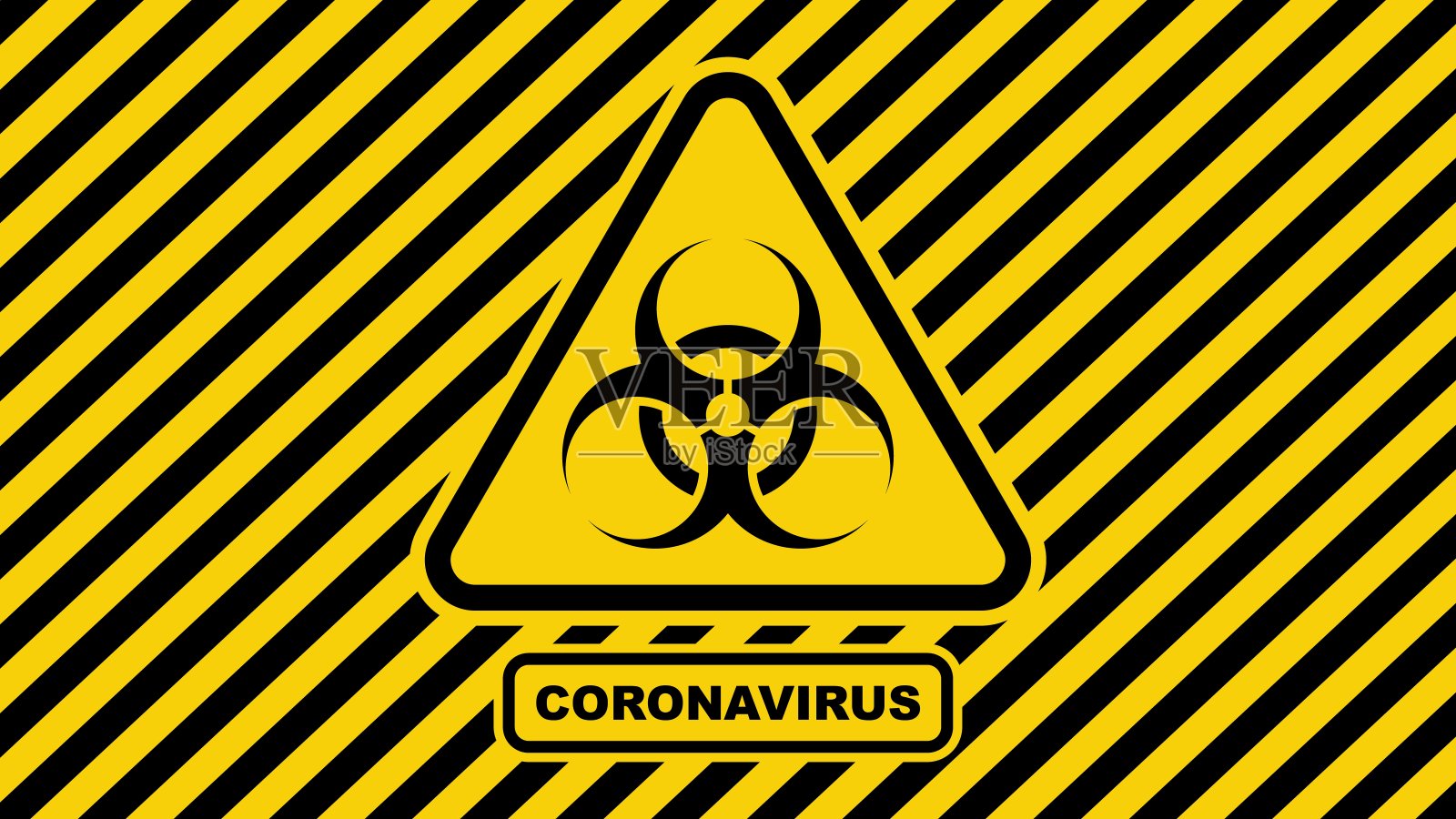 冠状病毒预警标志呈三角形。全球SARS-CoV-2疫情。矢量图插画图片素材