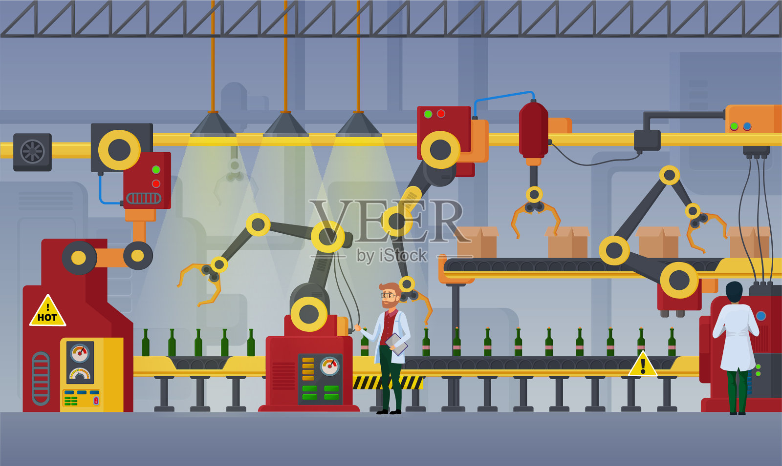 现代化工厂装配线插画图片素材
