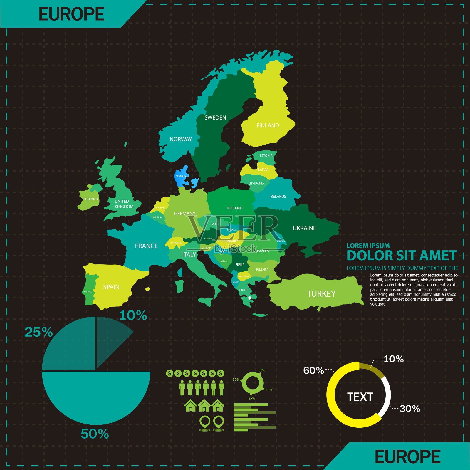世界地图信息。矢量图插画图片素材