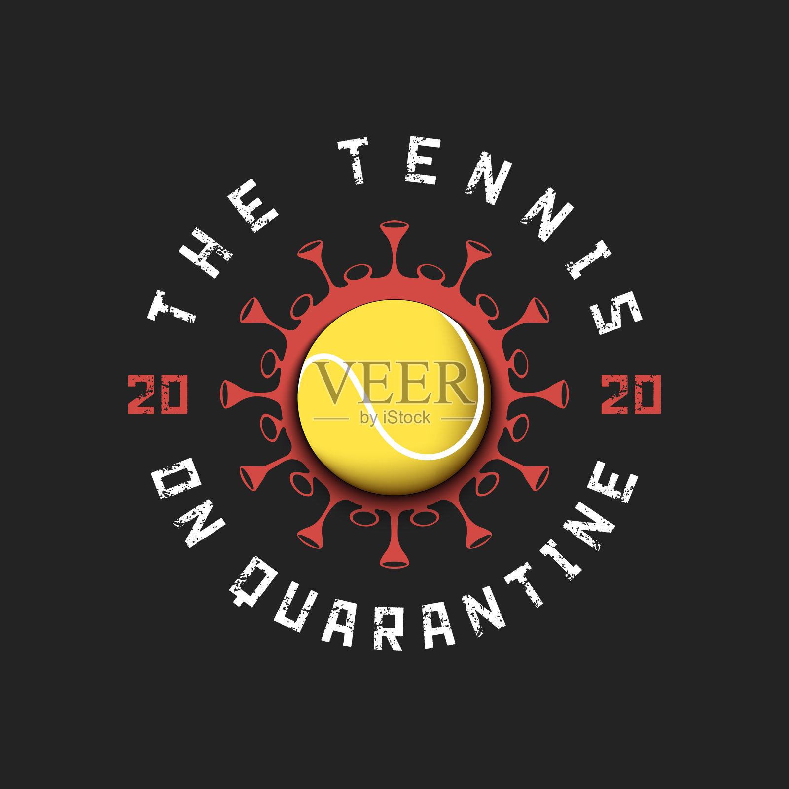 冠状病毒标志用网球插画图片素材