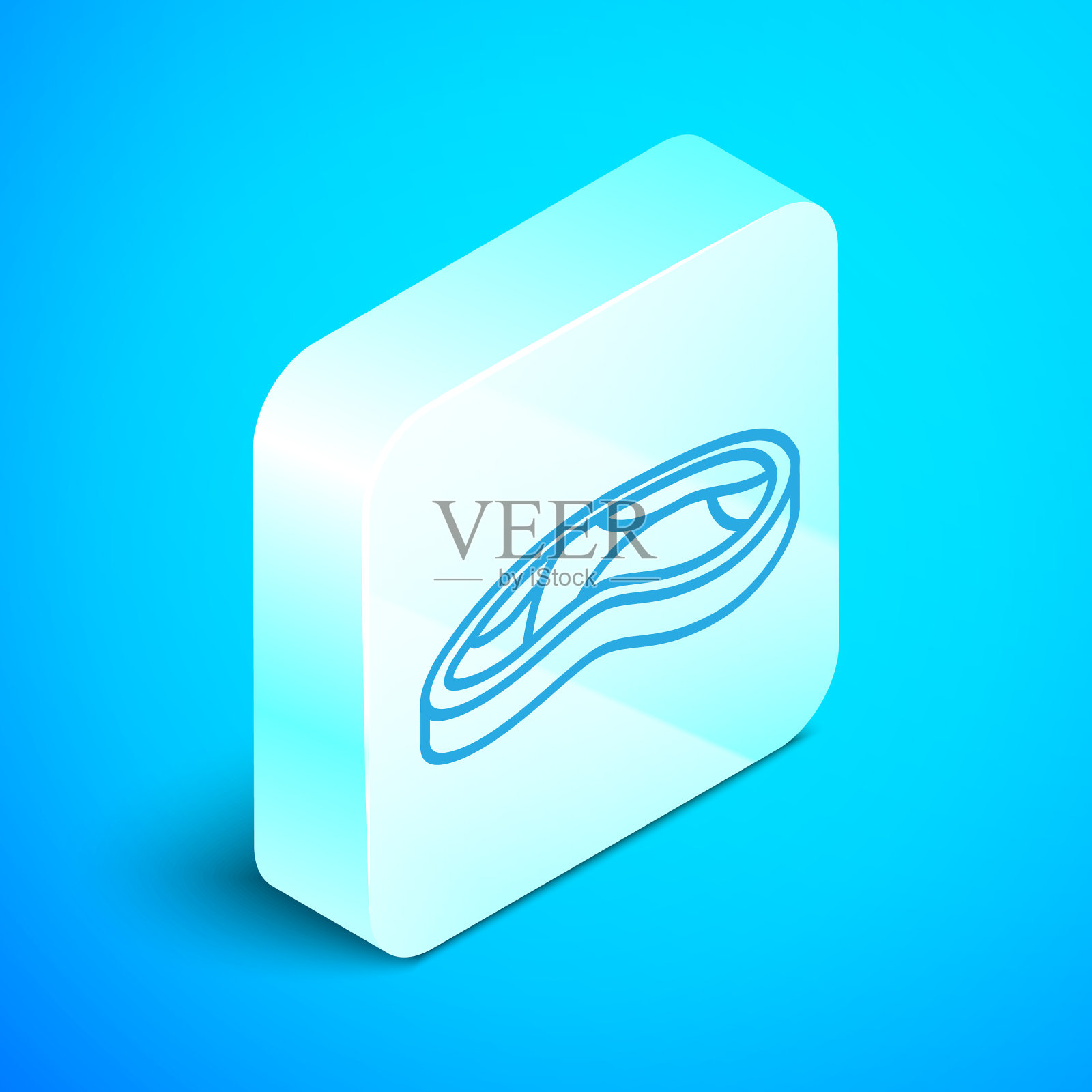 等距线牛排肉图标孤立在蓝色插画图片素材