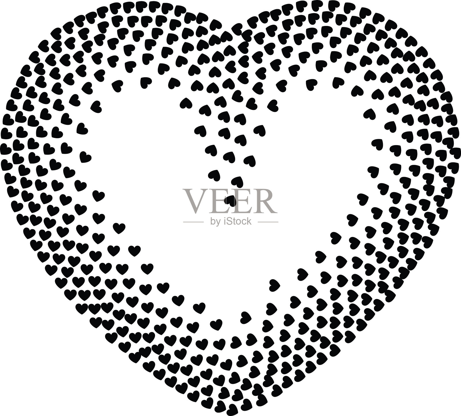 黑白心形图标孤立在白色上插画图片素材