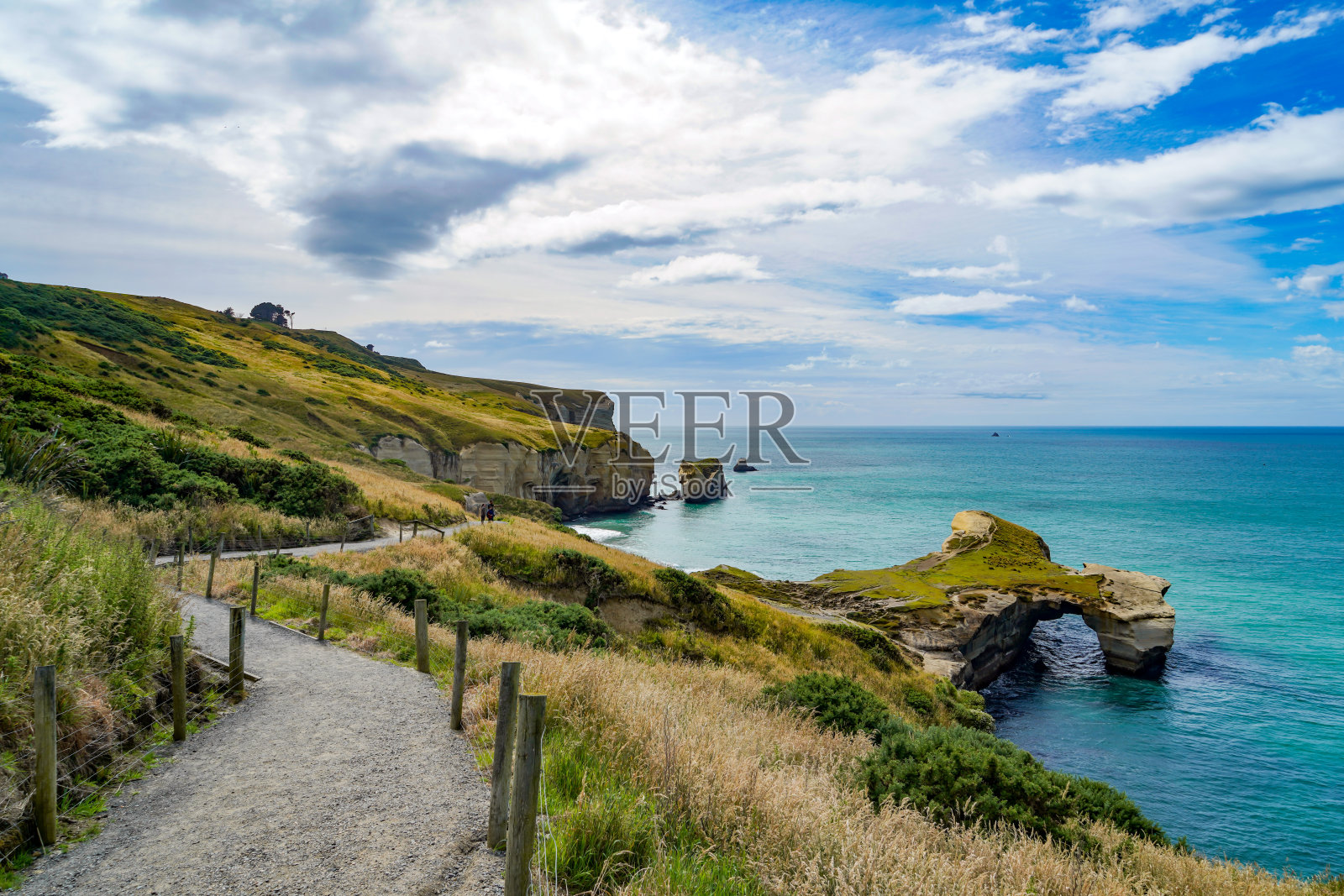 隧道海滩在新西兰南岛，达尼丁，新西兰照片摄影图片