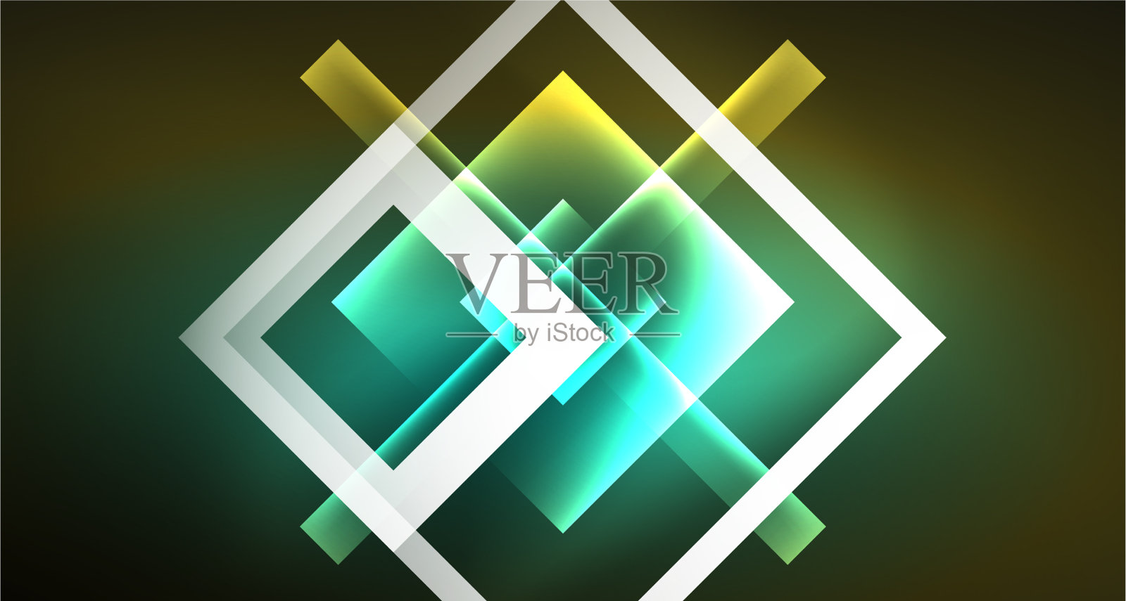 闪亮的霓虹灯设计方形抽象背景插画图片素材