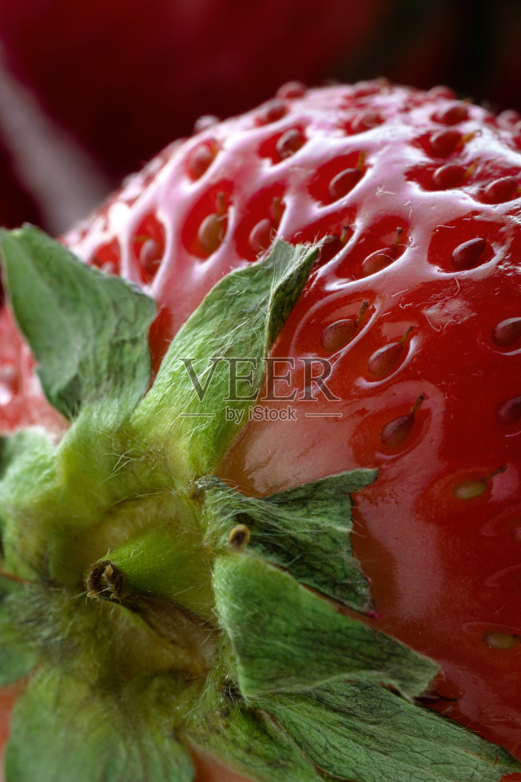 靠近绿色叶子的草莓照片摄影图片