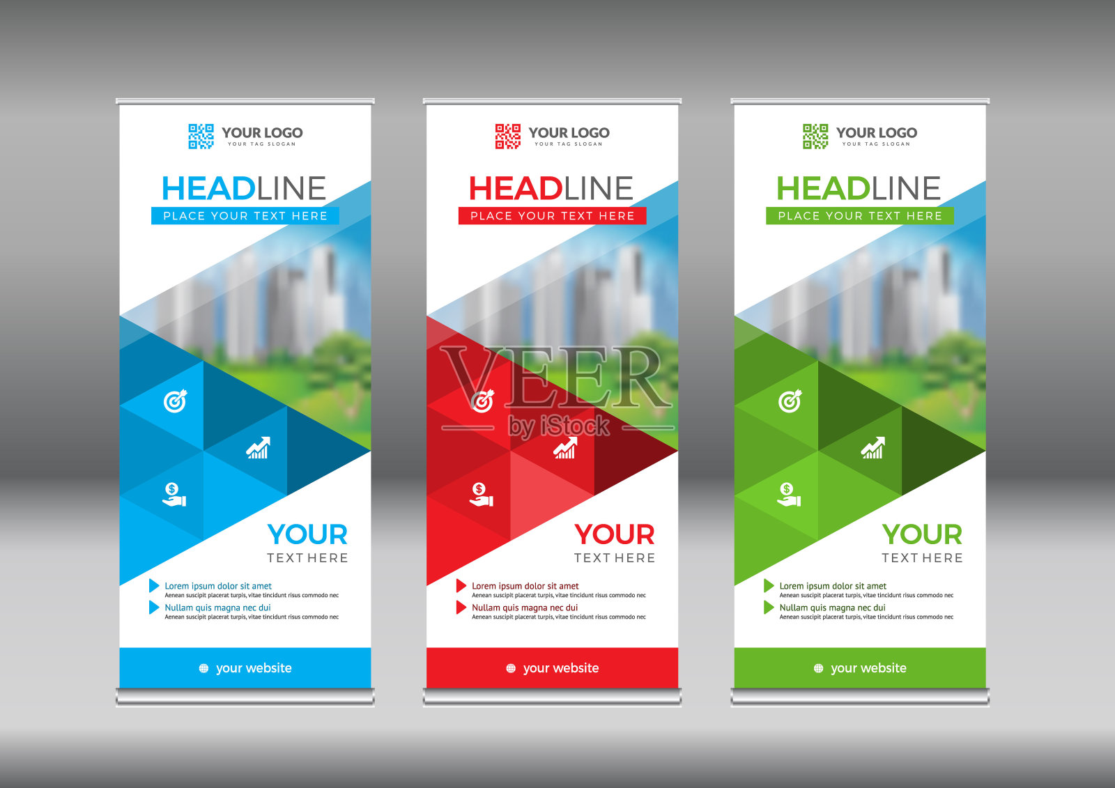 商业卷起来。站票观众设计。旗帜模板。设计模板素材