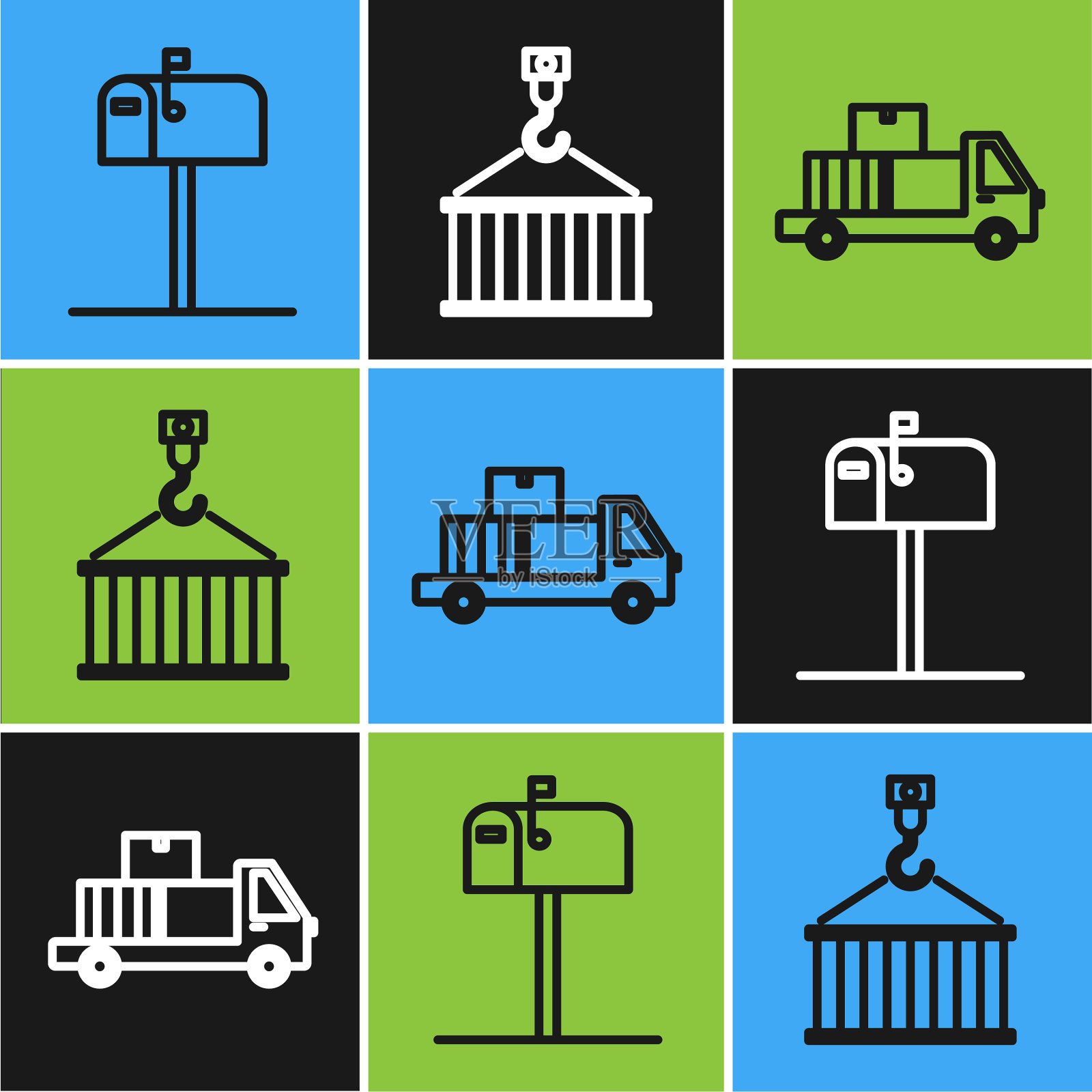 设线开邮箱用货车运送插画图片素材