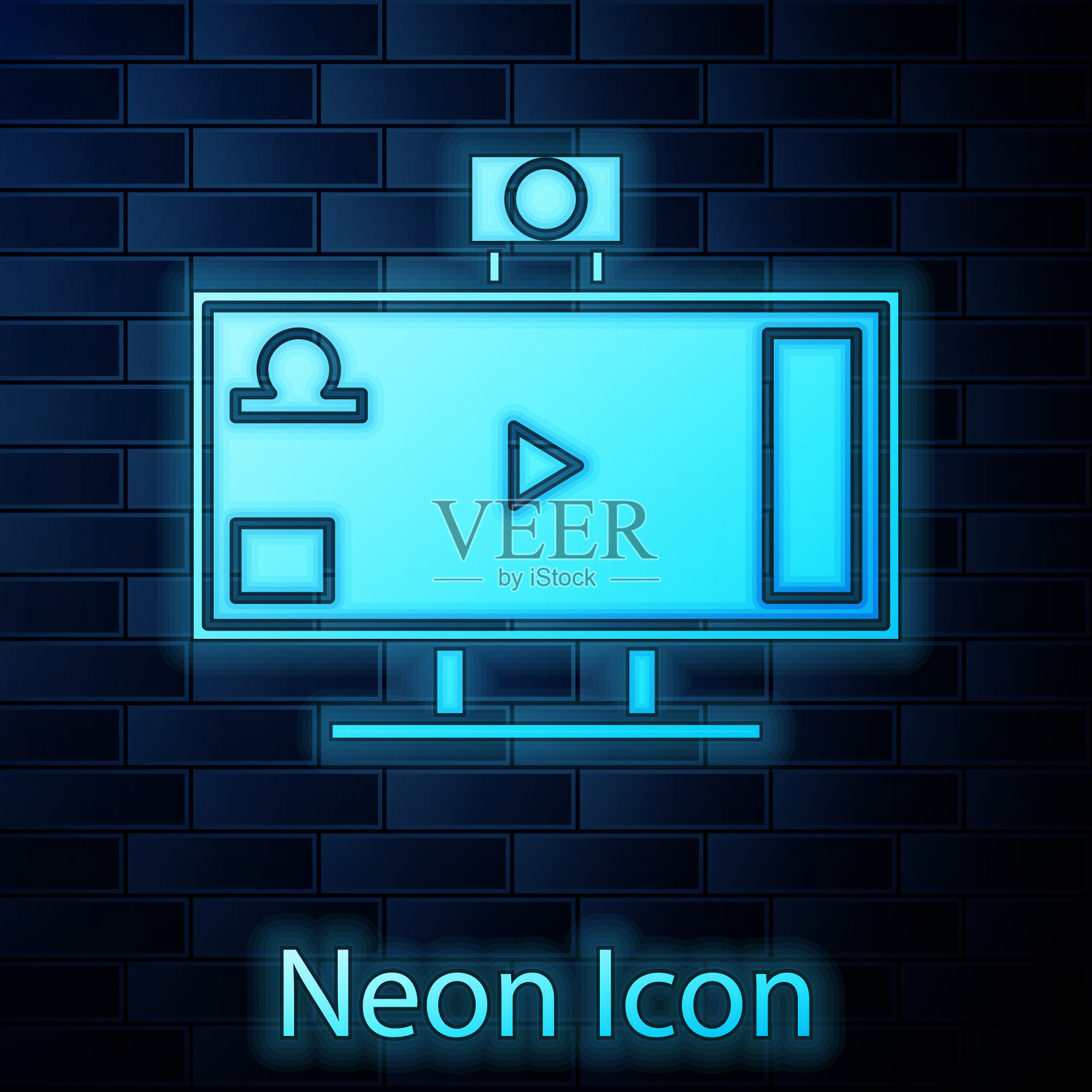 发光的霓虹灯直播在线视频游戏插画图片素材