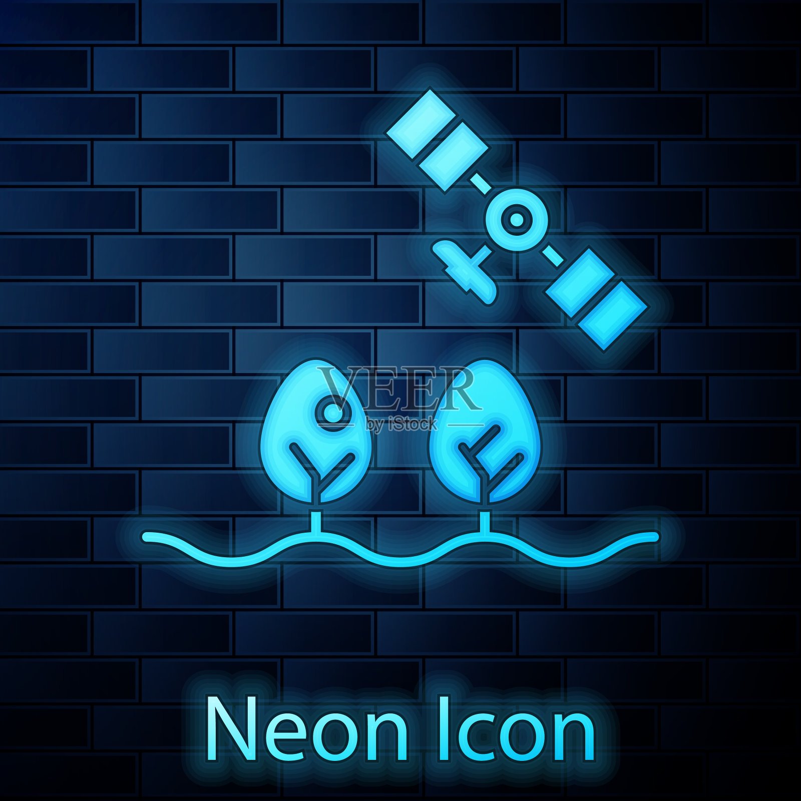 霓虹灯智能农场，无人机控制插画图片素材