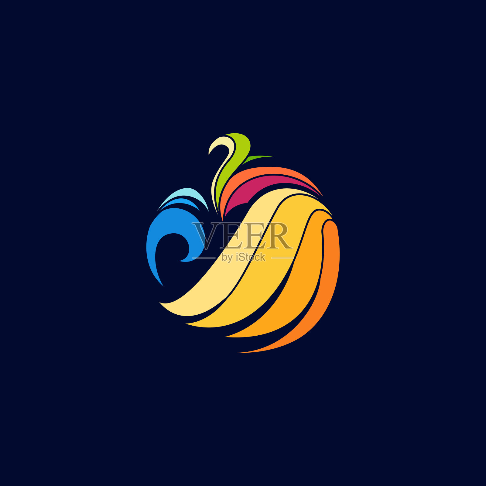 创意多彩的凤凰鸟标志品牌设计元素图片