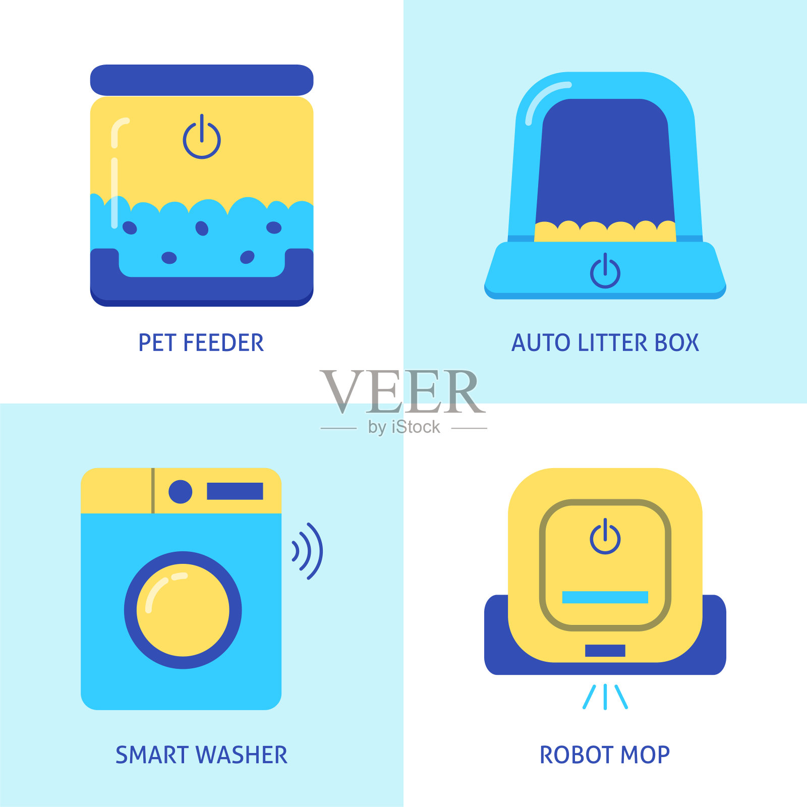 智能家居小工具图标设置在平面风格图标素材