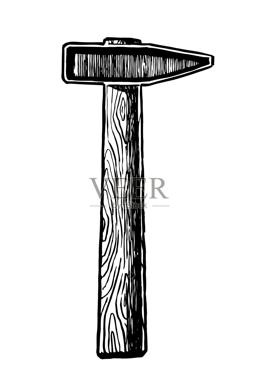 长凳锤程式化的黑色线性插图。手动修理工具着色插画图片素材