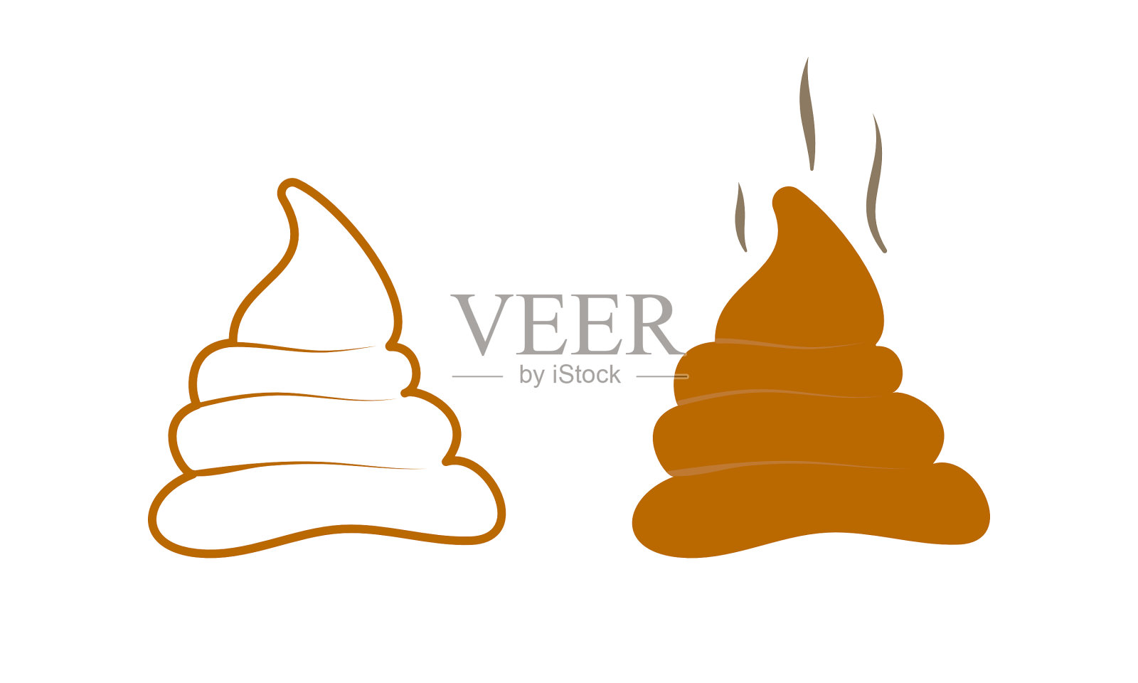 一组粪便图标孤立在白色背景。插画图片素材