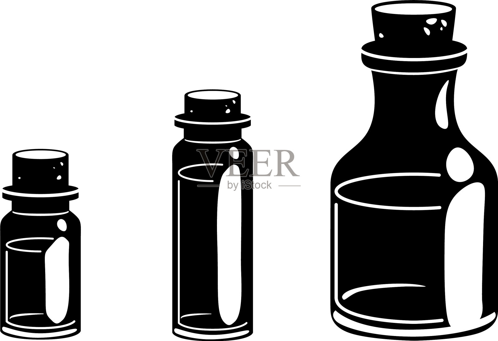 雕刻三个小瓶图标按摩油美容spa插画图片素材