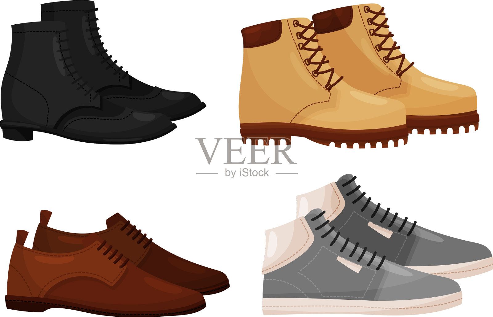 男、女鞋侧视图设置休闲插画图片素材