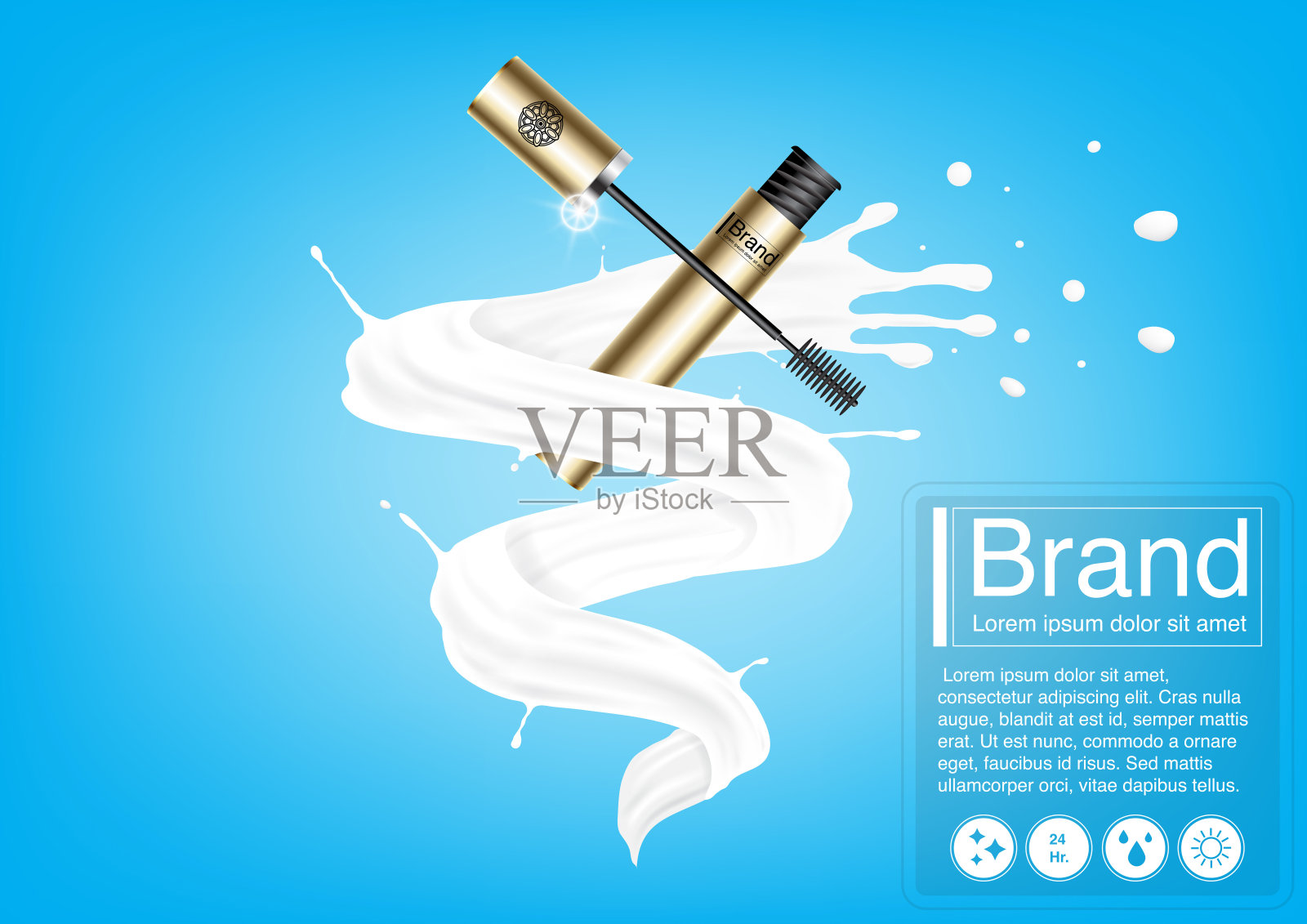 化妆品广告概念和豪华睫毛膏模型插画图片素材