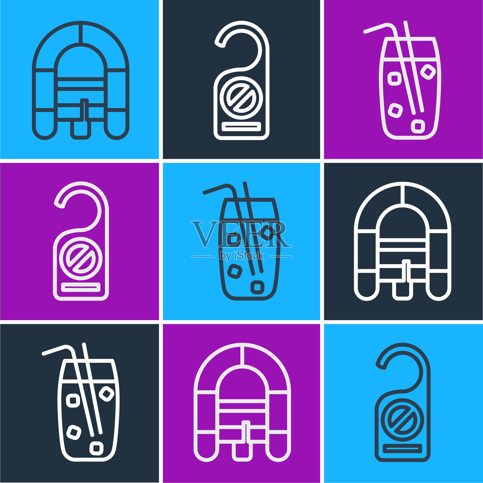 摆线漂流船，鸡尾酒和酒精饮料，请不要打扰图标。向量图标素材