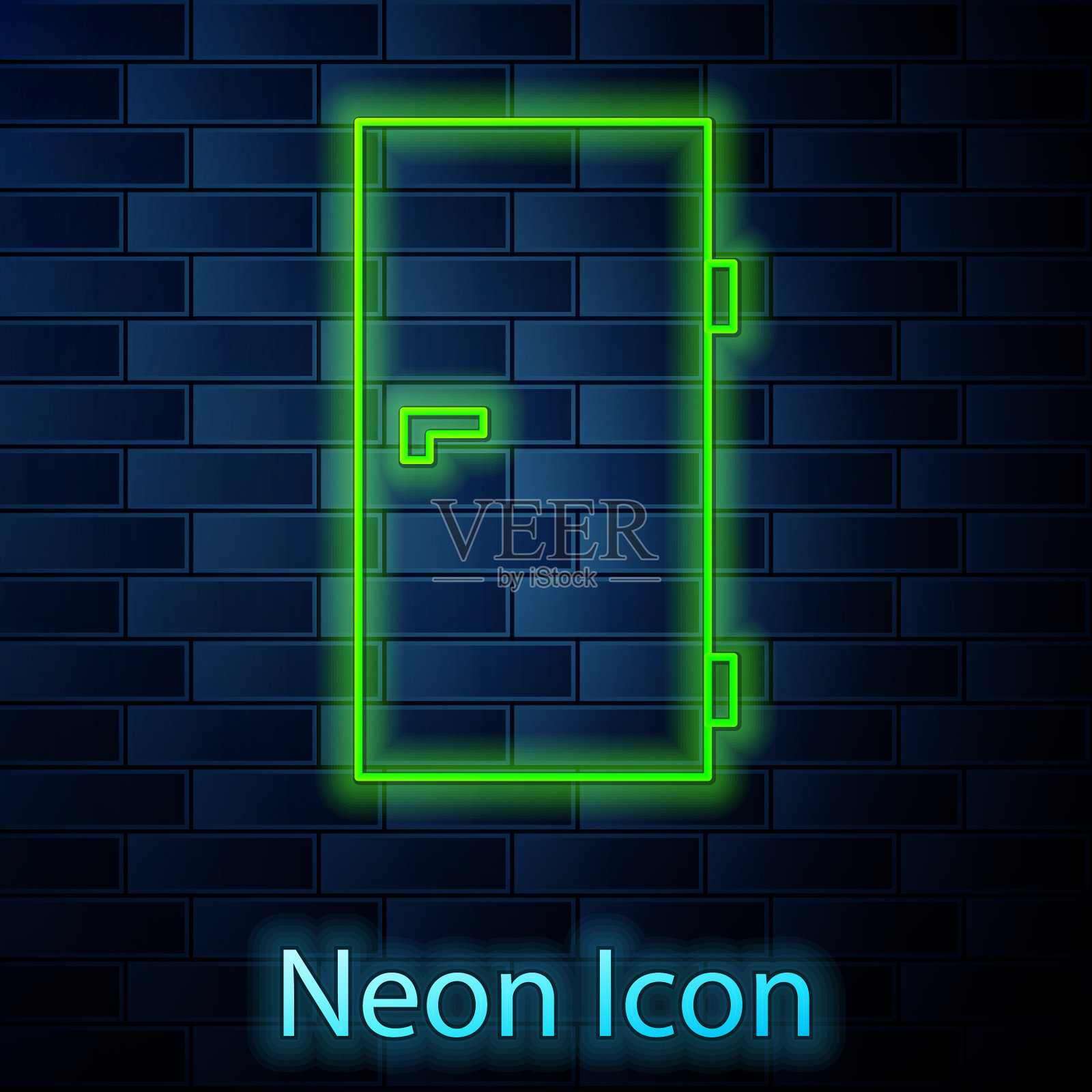 发光的霓虹灯线关闭的门图标隔离上插画图片素材