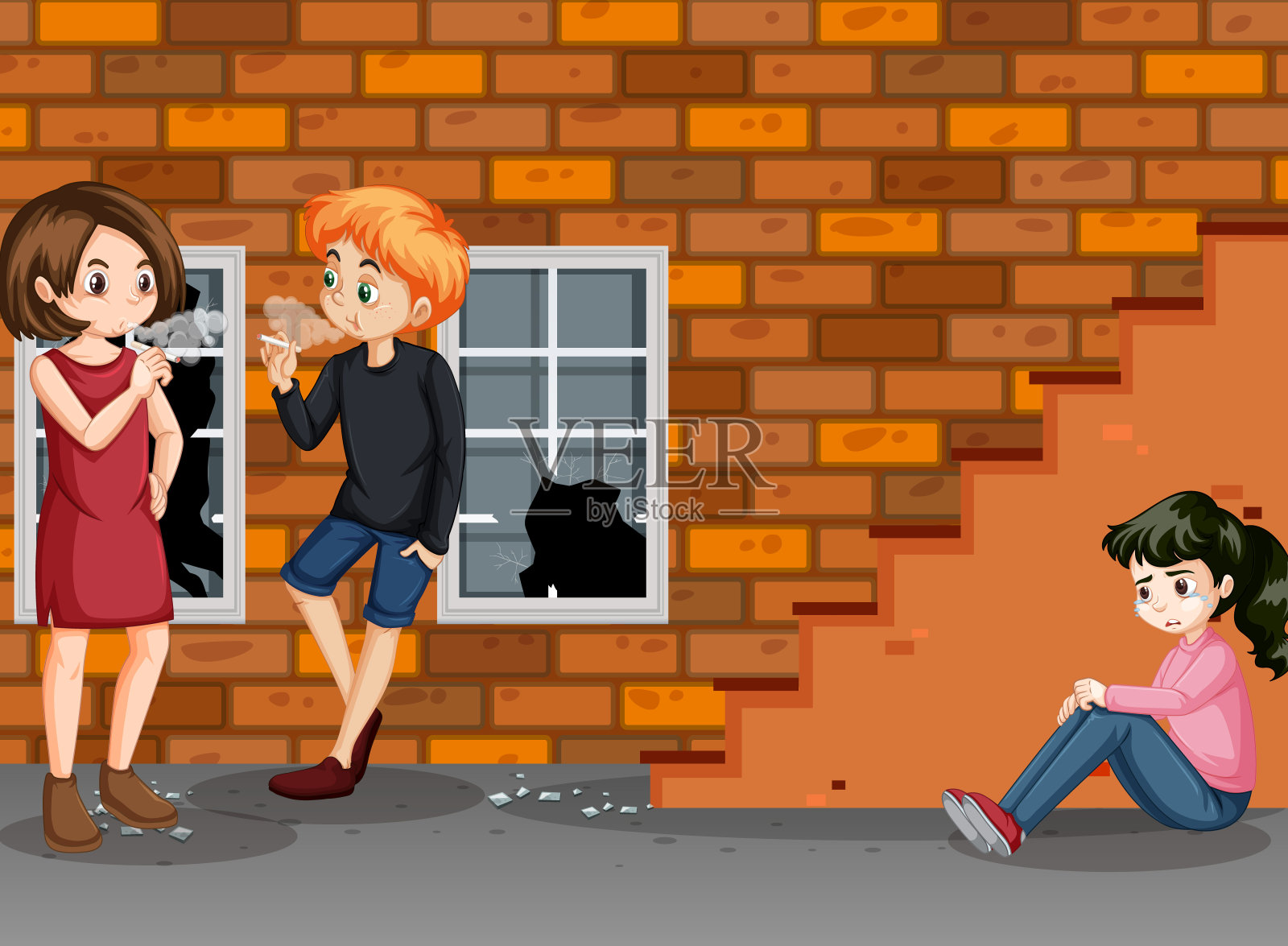 行为不良的青少年插画图片素材