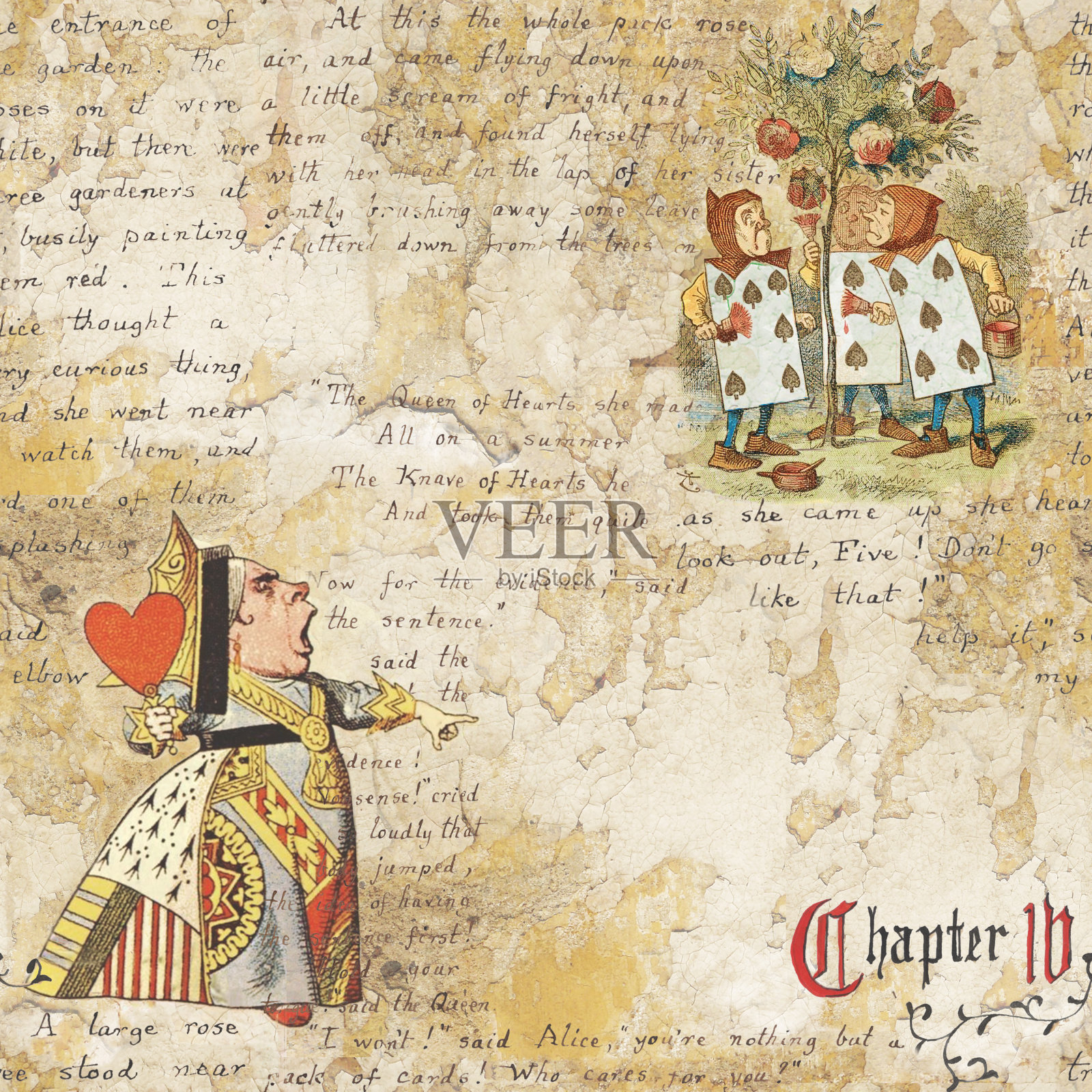 爱丽丝梦游仙境无缝图案插画图片素材