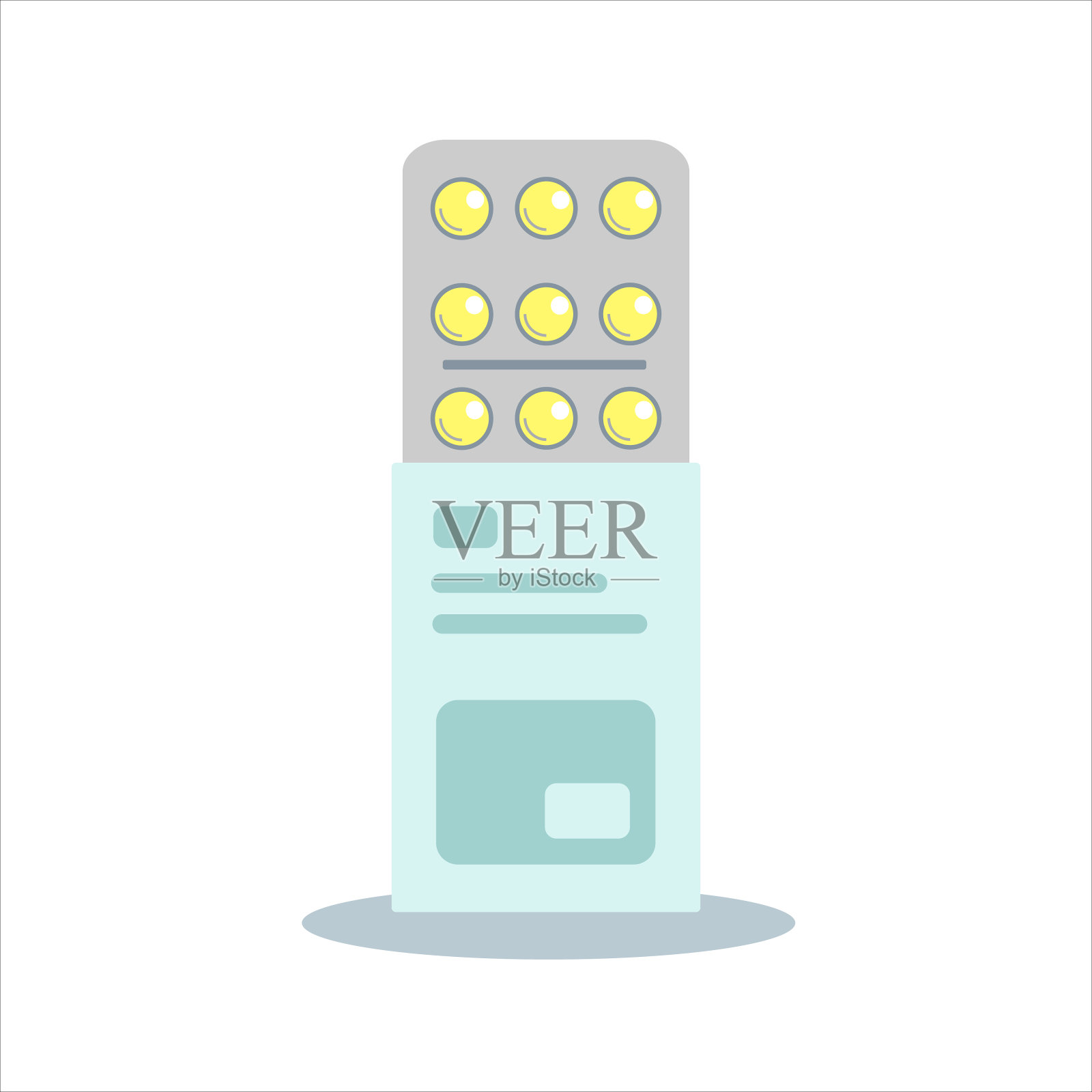 药丸、片剂、胶囊和包装盒在白色背景上隔离。插画图片素材