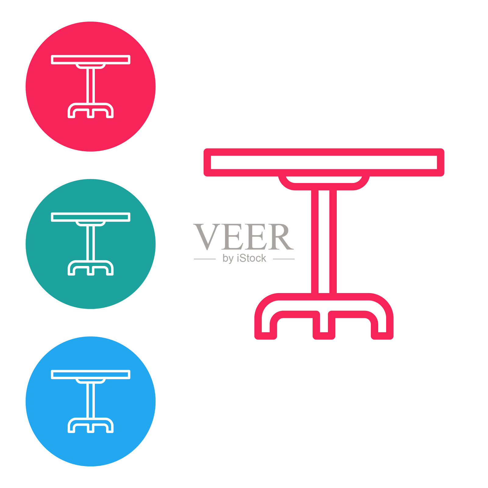 红色线圆桌图标孤立在白色图标素材