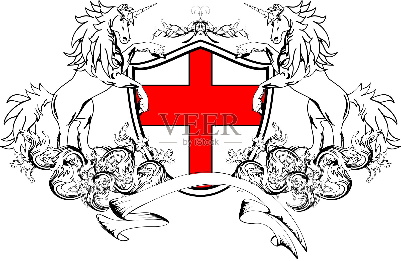 马冠，纹身盾，盾徽，盾徽插画图片素材