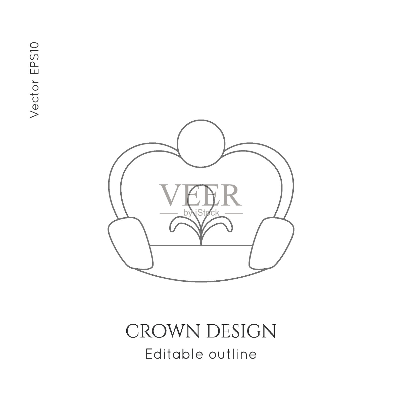 线性标志皇冠矢量插画图片素材