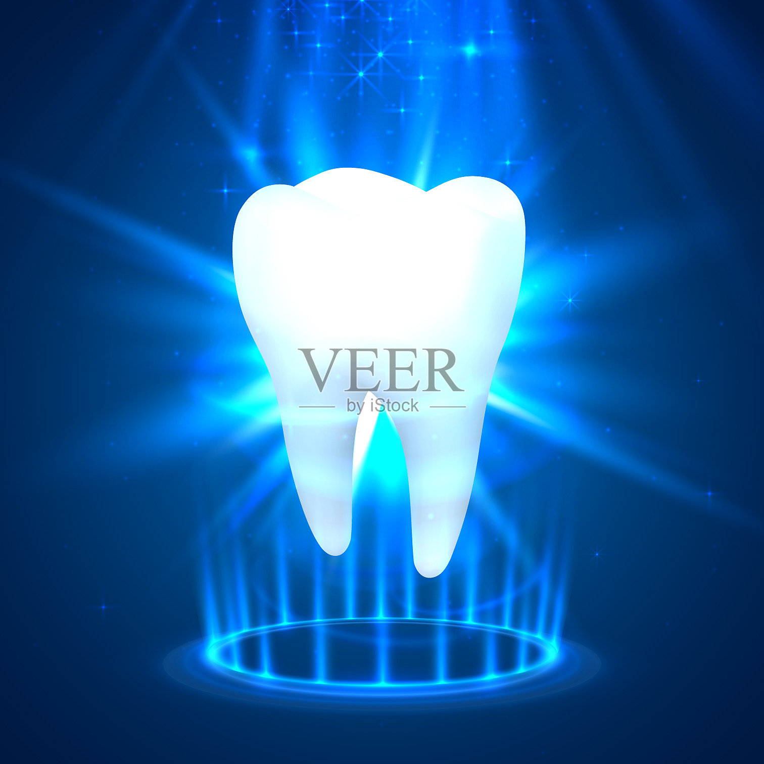 牙齿上的蓝色背景模板设计插画图片素材