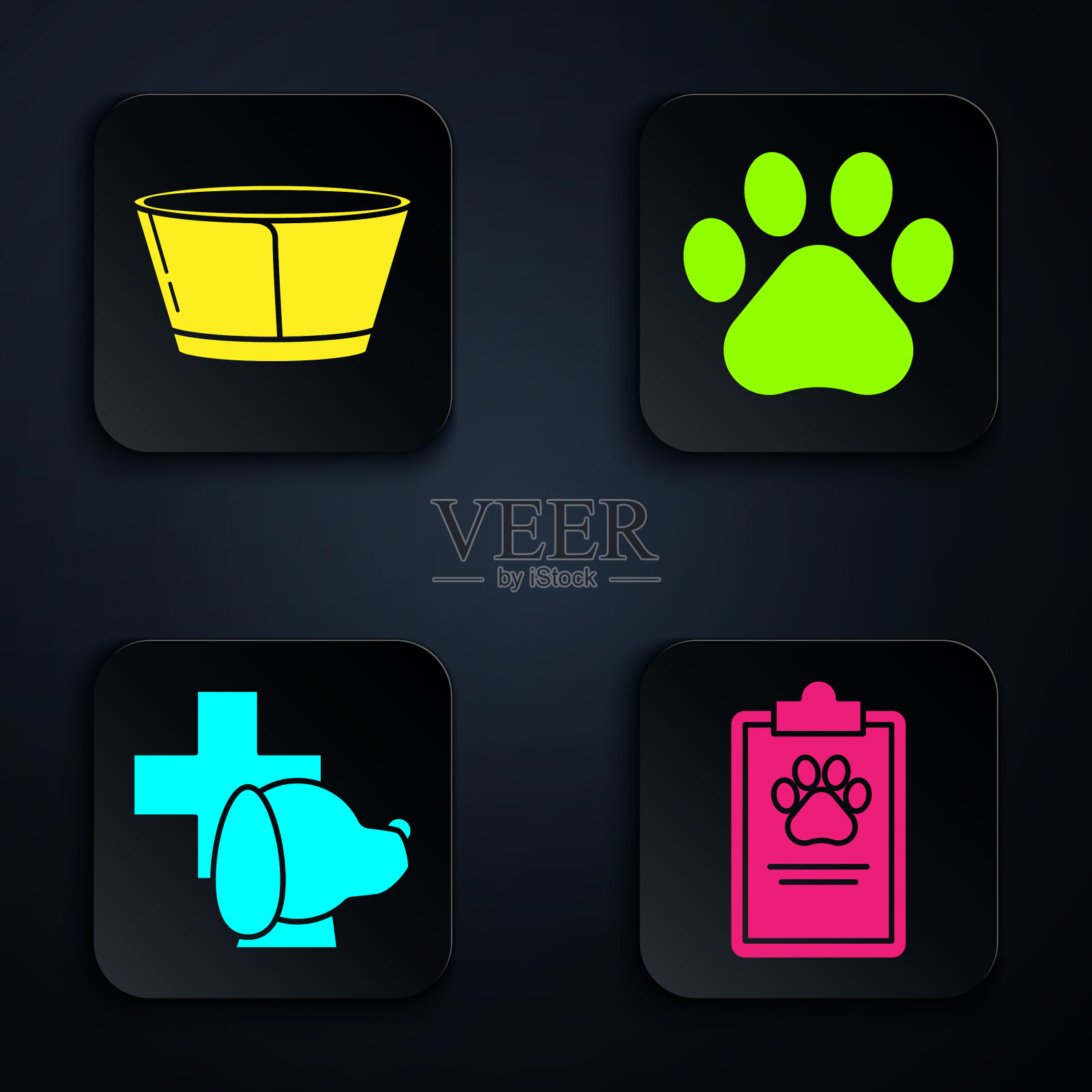 设置剪贴板与医疗临床记录宠物图标素材