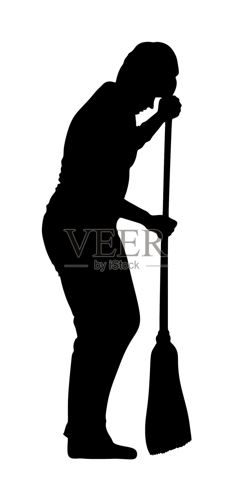 女佣清洁与洗涤拖把剪影插画图片素材