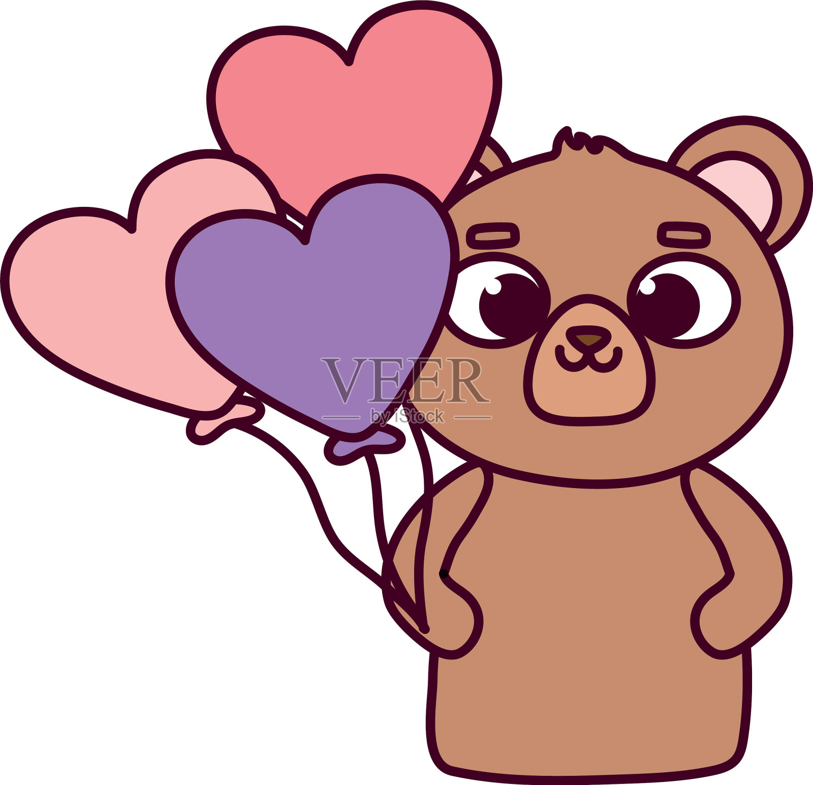 情人节快乐，气球小熊设计元素图片