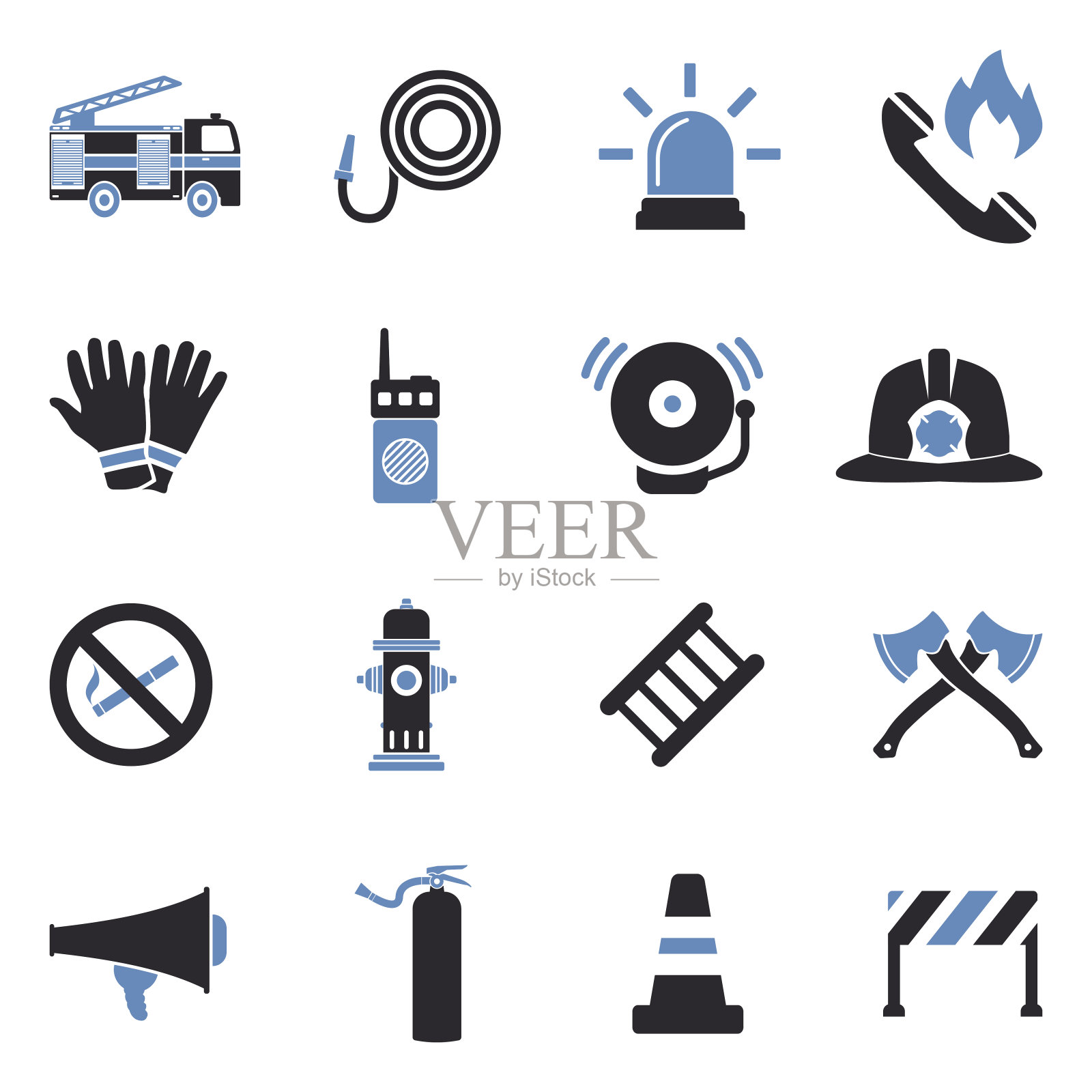 消防员图标。双色调平面设计。矢量插图。设计元素图片