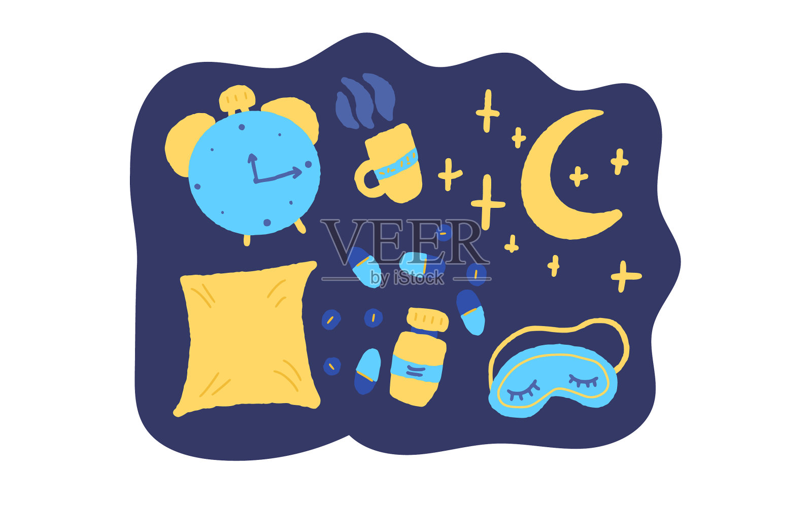 失眠症手绘文字风格化字插画图片素材