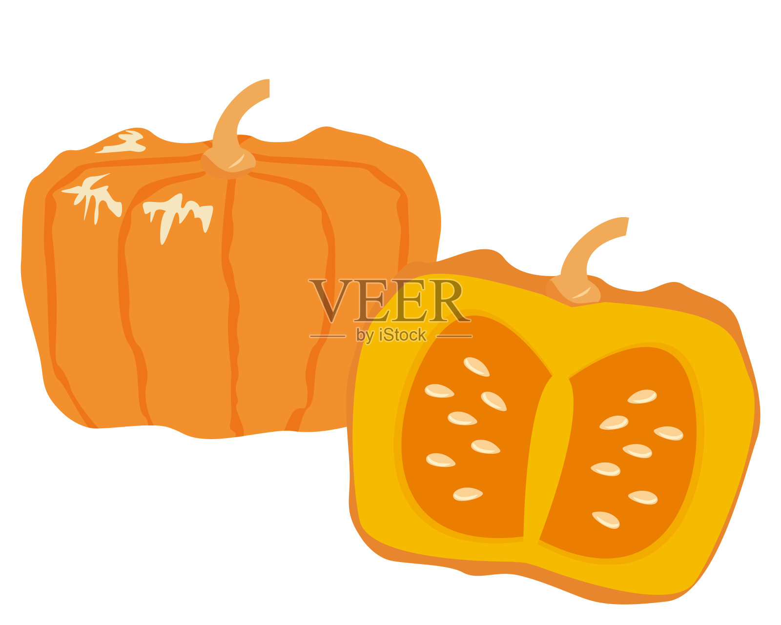 南瓜矢量插图，新鲜蔬菜设计元素图片