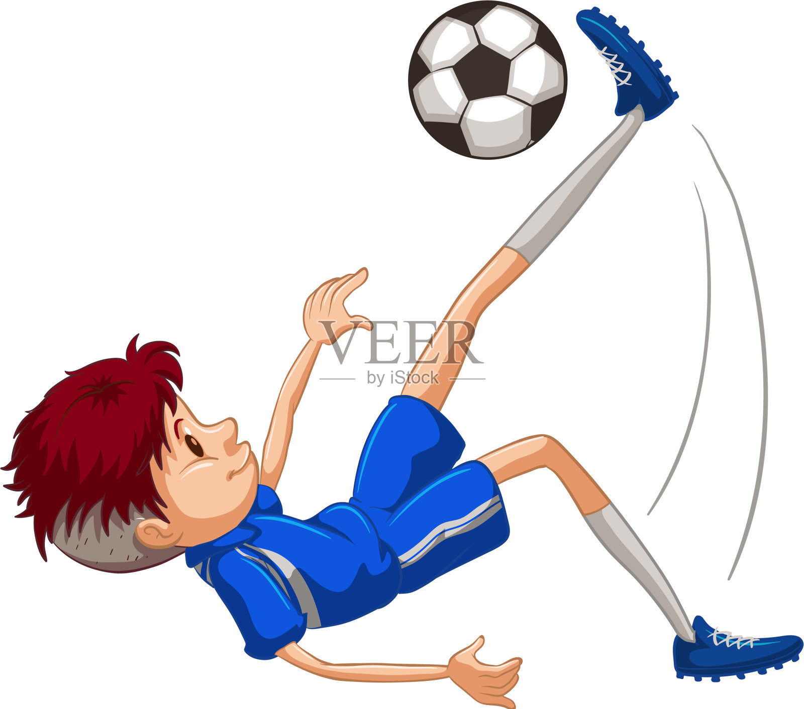 在白色背景上踢足球的运动员设计元素图片