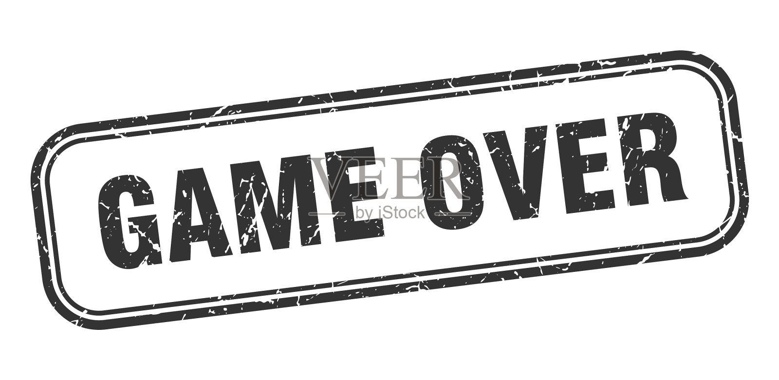 游戏结束邮票游戏结束方形垃圾黑标志插画图片素材