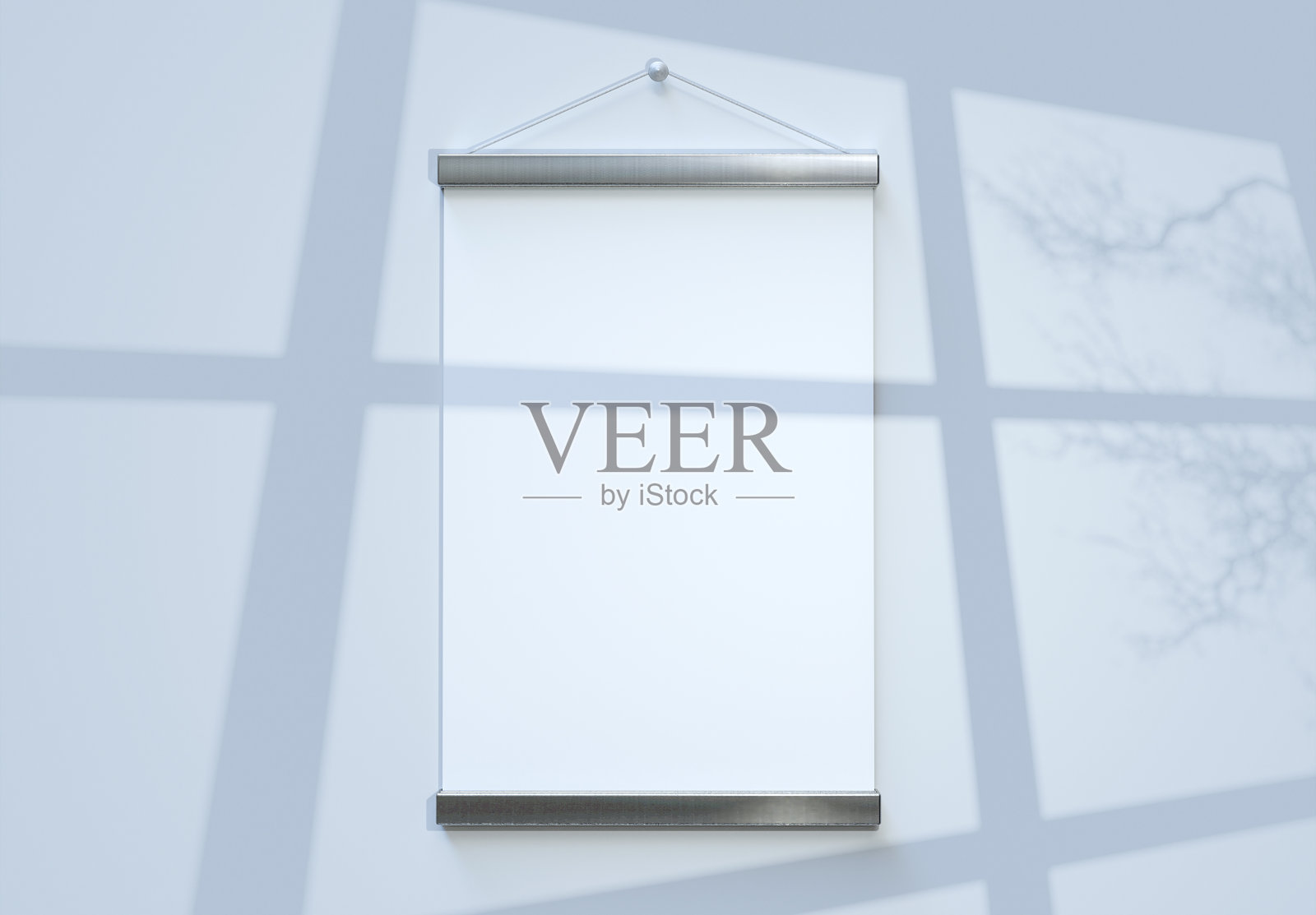 海报在金属框架模型。3d渲染照片摄影图片