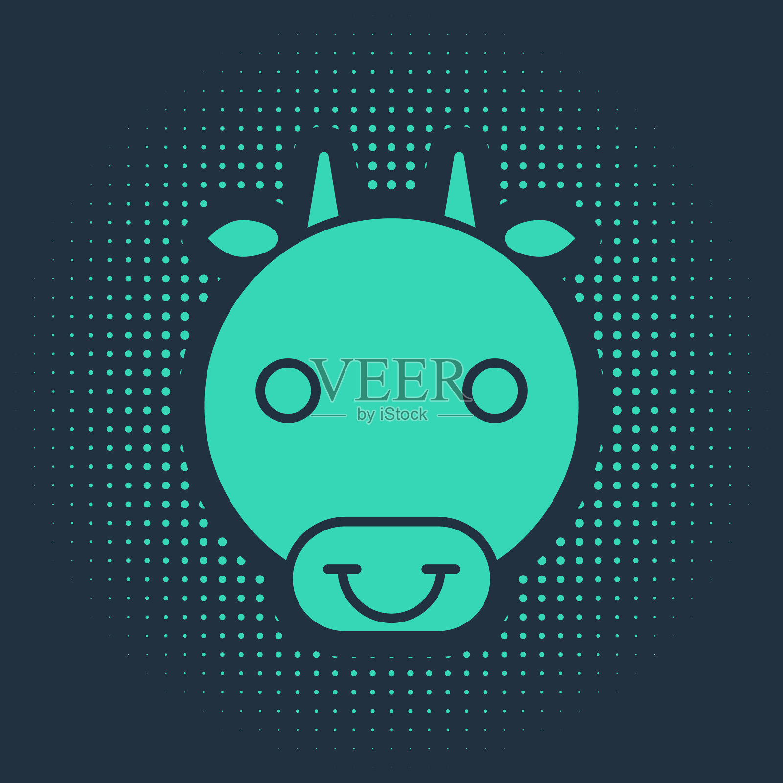 绿色的牛十二生肖图标孤立在蓝色插画图片素材