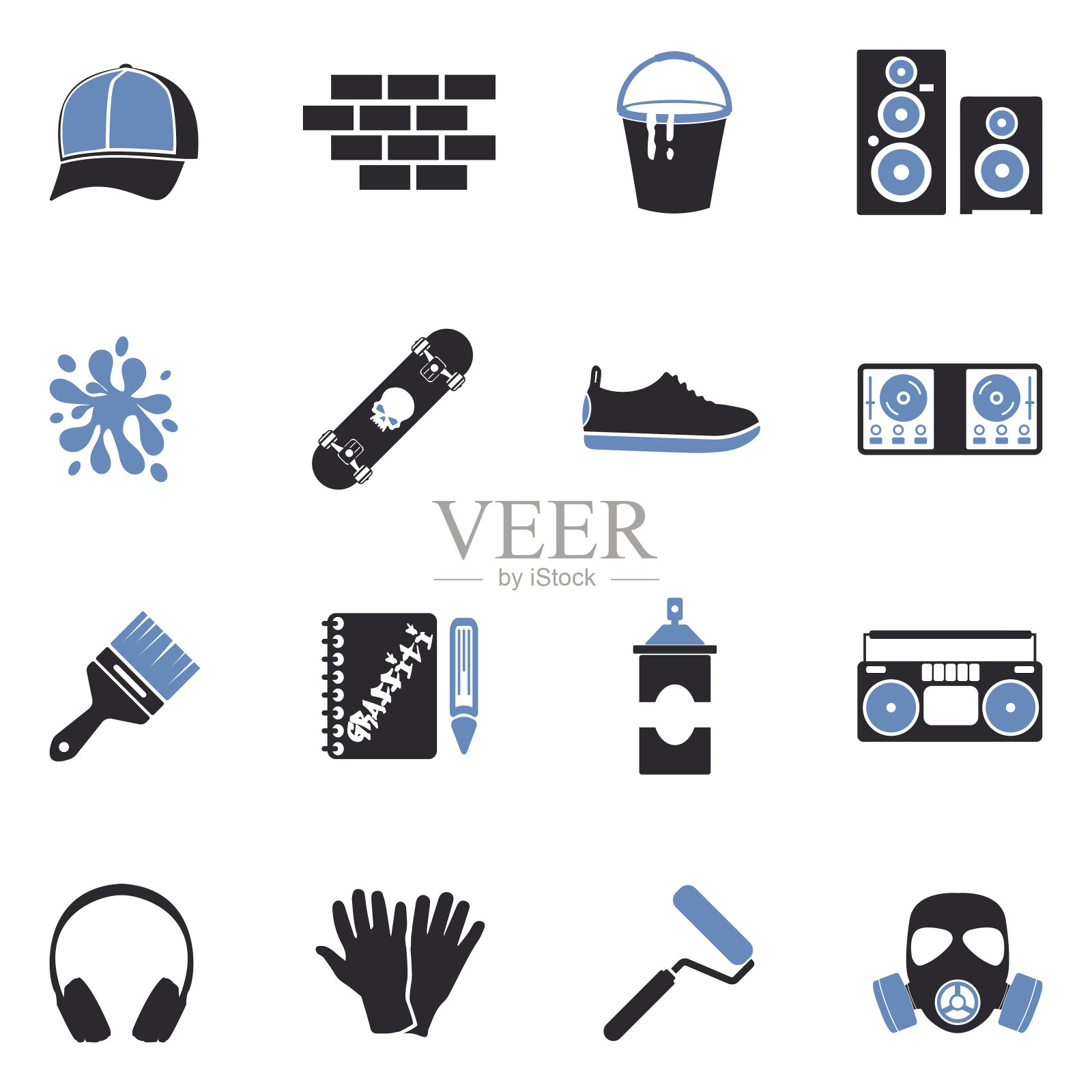 涂鸦图标。双色调平面设计。矢量插图。插画图片素材