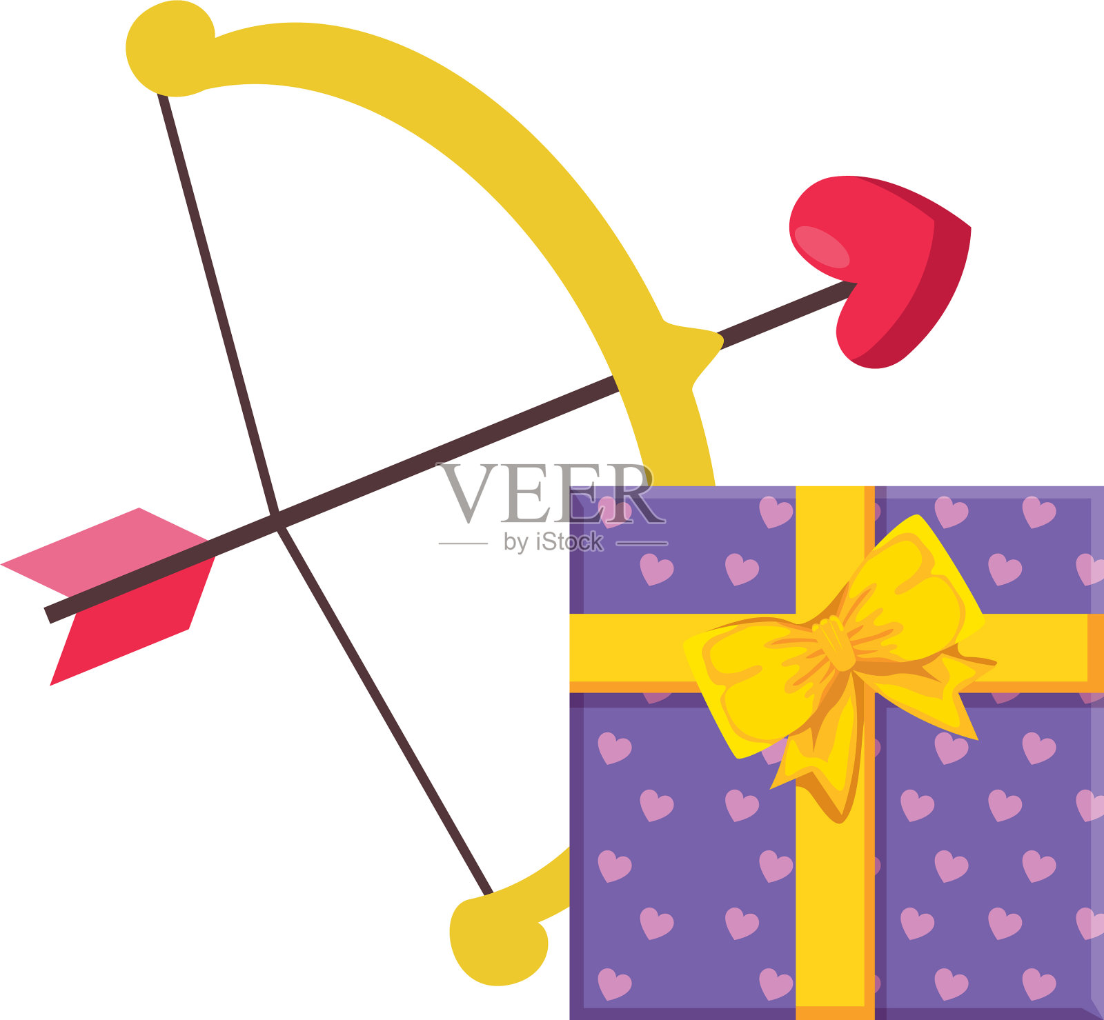 礼盒与拱形丘比特孤立的图标设计元素图片