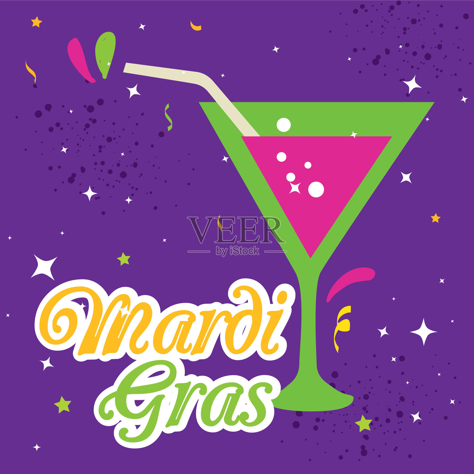 狂欢节鸡尾酒设计插画图片素材