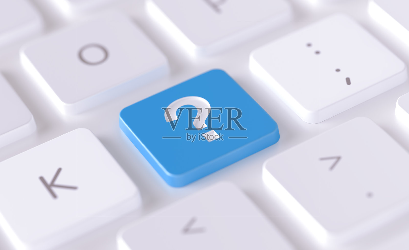 现代键盘按钮与问号图标- Q和A概念照片摄影图片