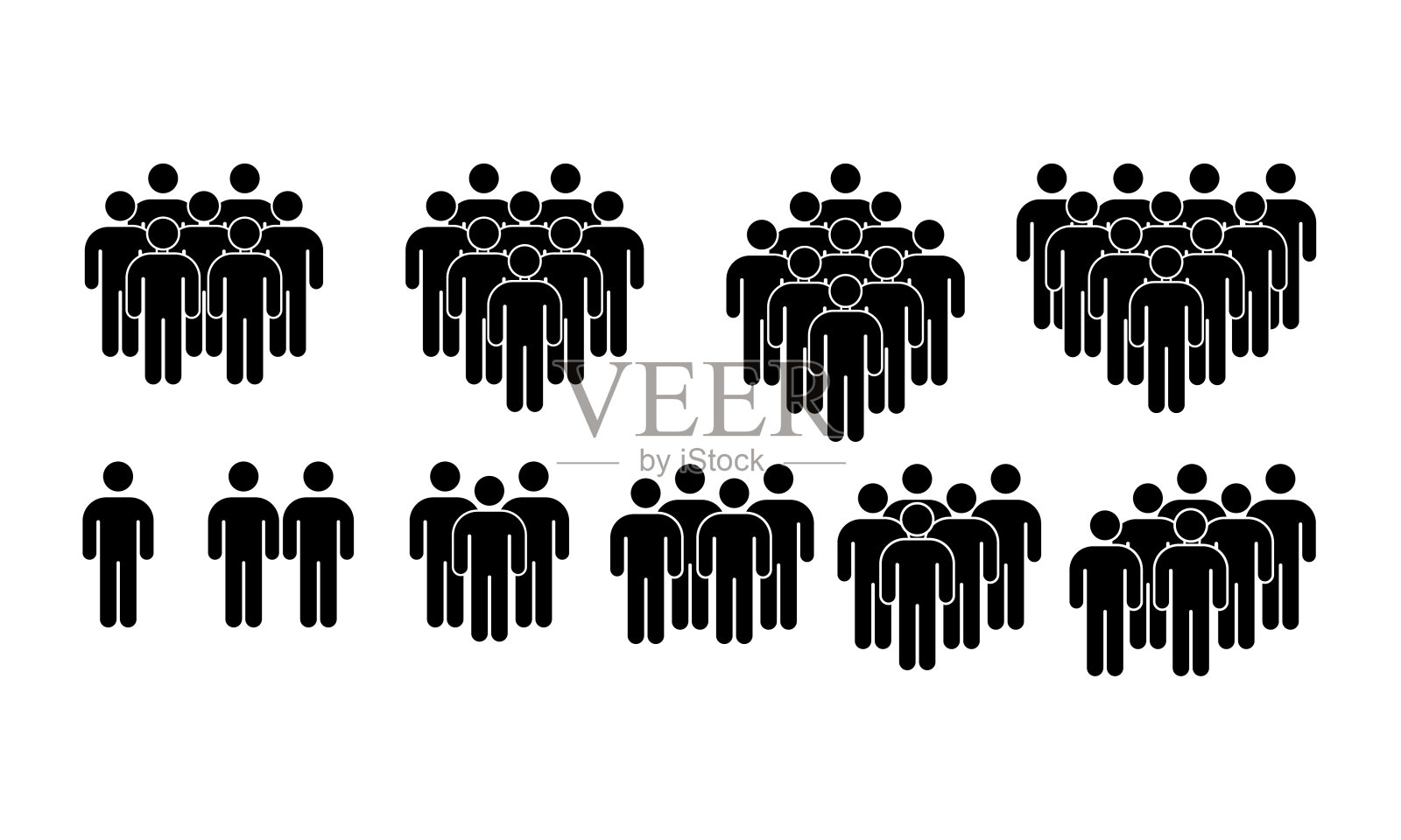 一组人的图标设置。团队合作，在一个孤立的白色背景上进行简单的设计。每股收益10向量插画图片素材