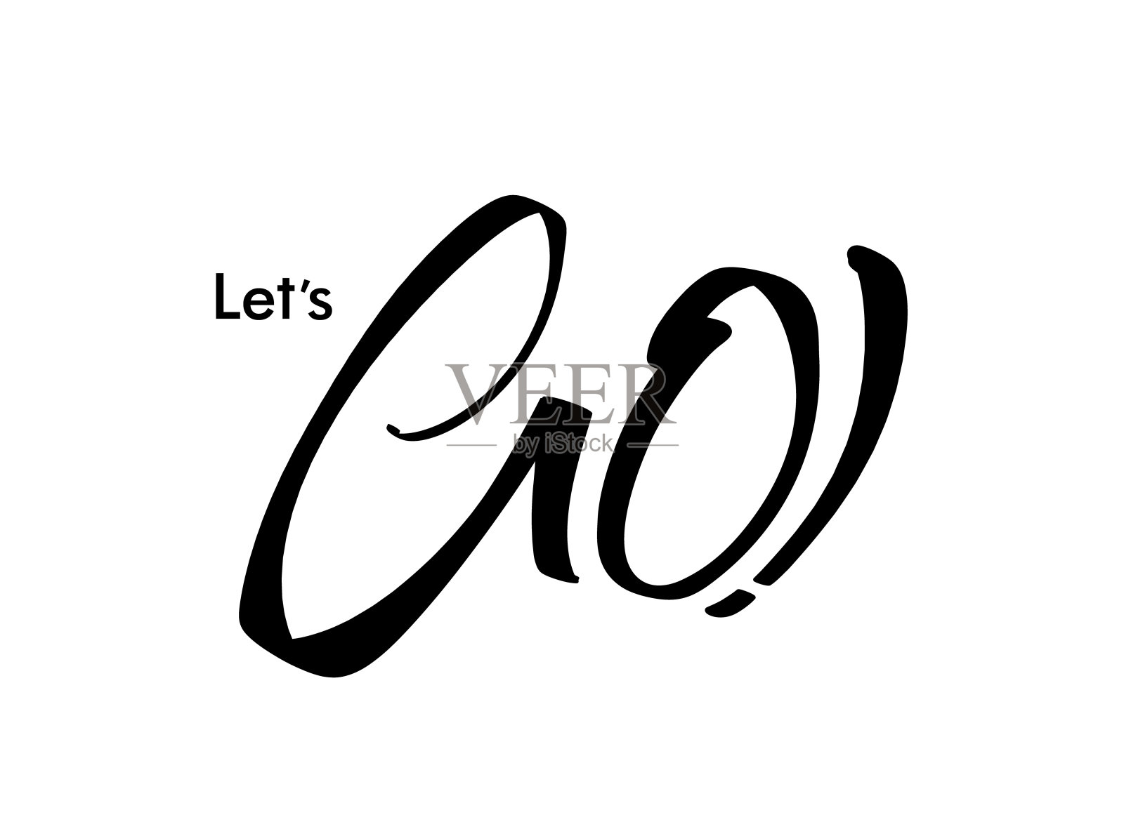 排印字体Let’s Go on white background。插画图片素材